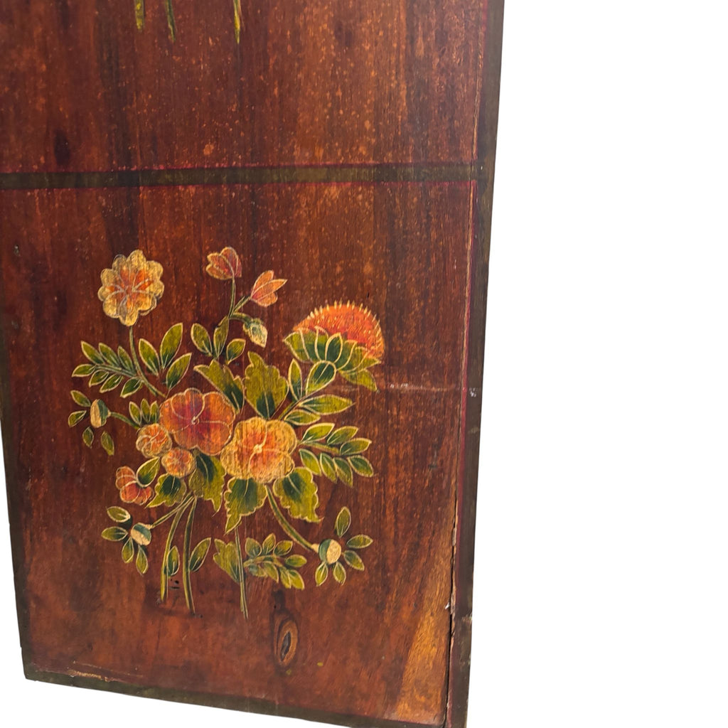 Libreria in Legno Sheesham con Disegni Floreali Dipinti a Mano 180 h cm – Finitura Ciliegio