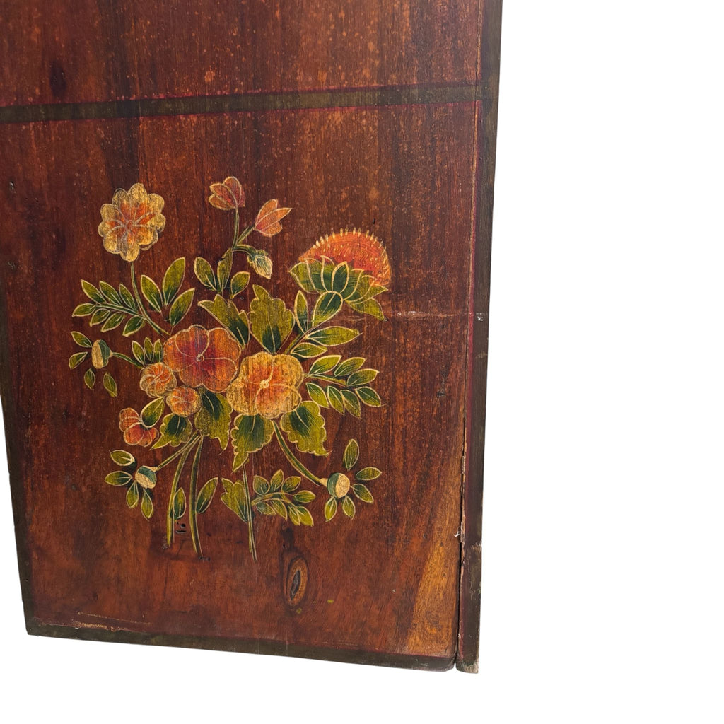 Libreria in Legno Sheesham con Disegni Floreali Dipinti a Mano 180 h cm – Finitura Ciliegio