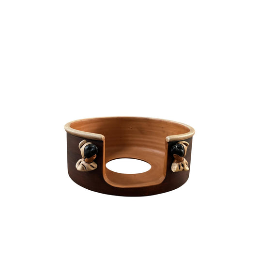 Porta Piatti in Terracotta con Teste di Pulcinella - Linea Coordinata Vitullo