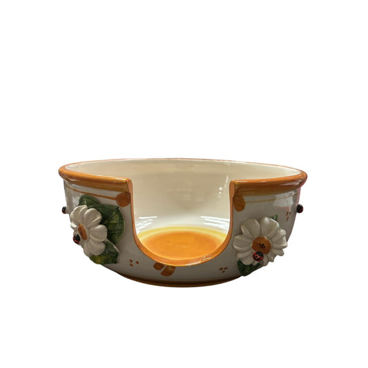 Porta Piatti in Ceramica con Margherite 3D - Vitullo