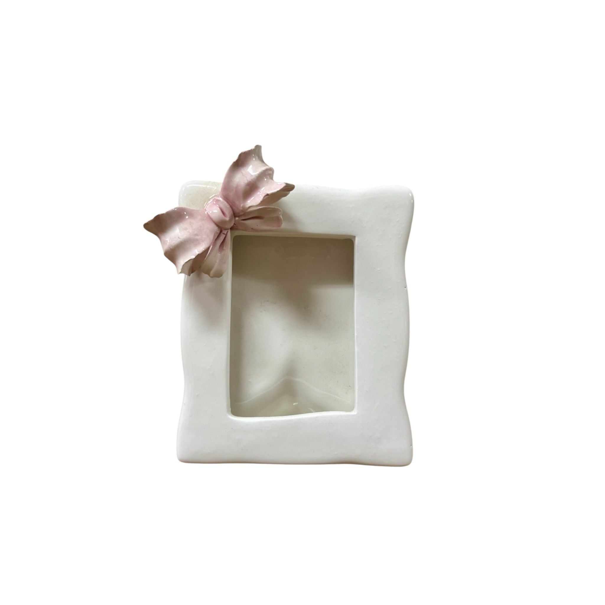 Cornice d'Appoggio con Fiocco Rosa 3D 12.5x14 h cm - Ceramica Capodimonte