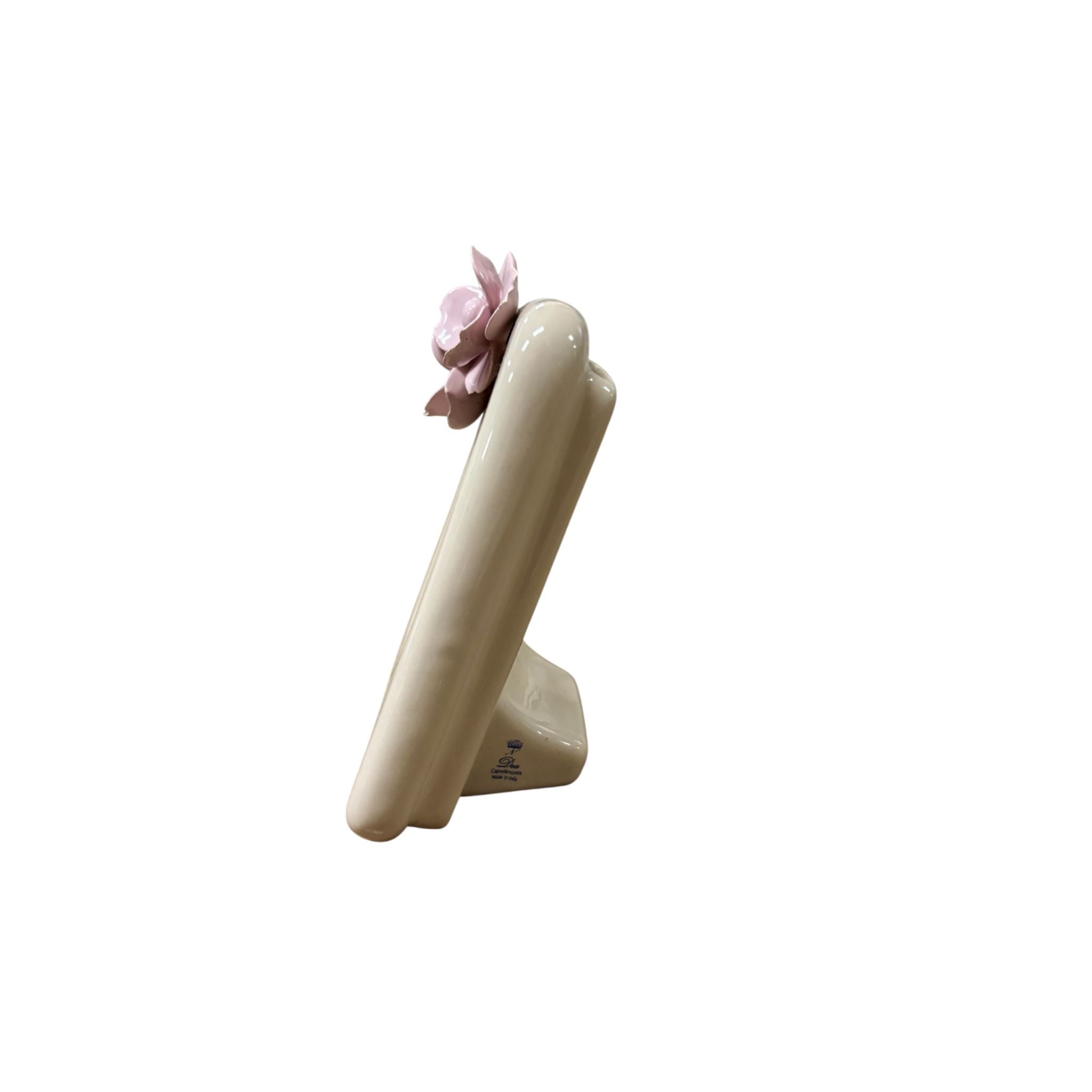 Cornice d'Appoggio in Ceramica Tortora con Fiorellini 15x13 h cm  - Dea Capodimonte