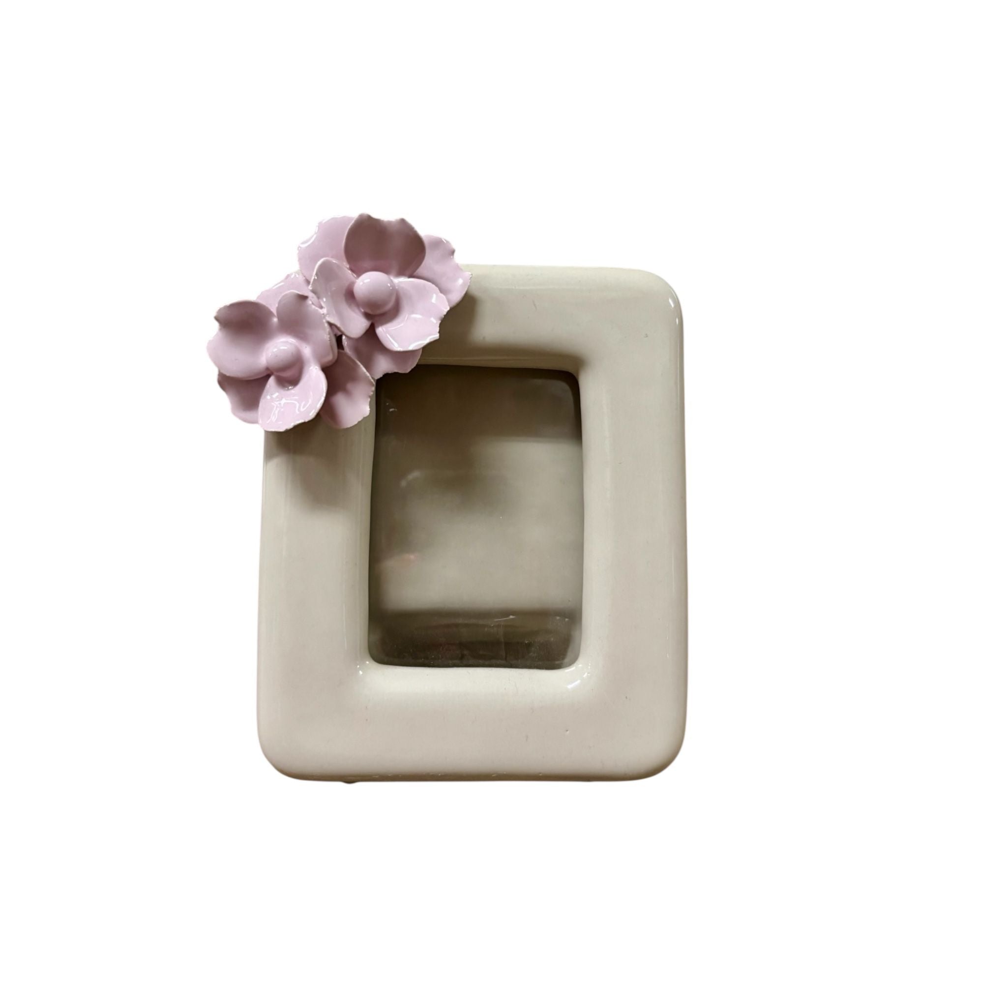 Cornice d'Appoggio in Ceramica Tortora con Fiorellini 15x13 h cm  - Dea Capodimonte