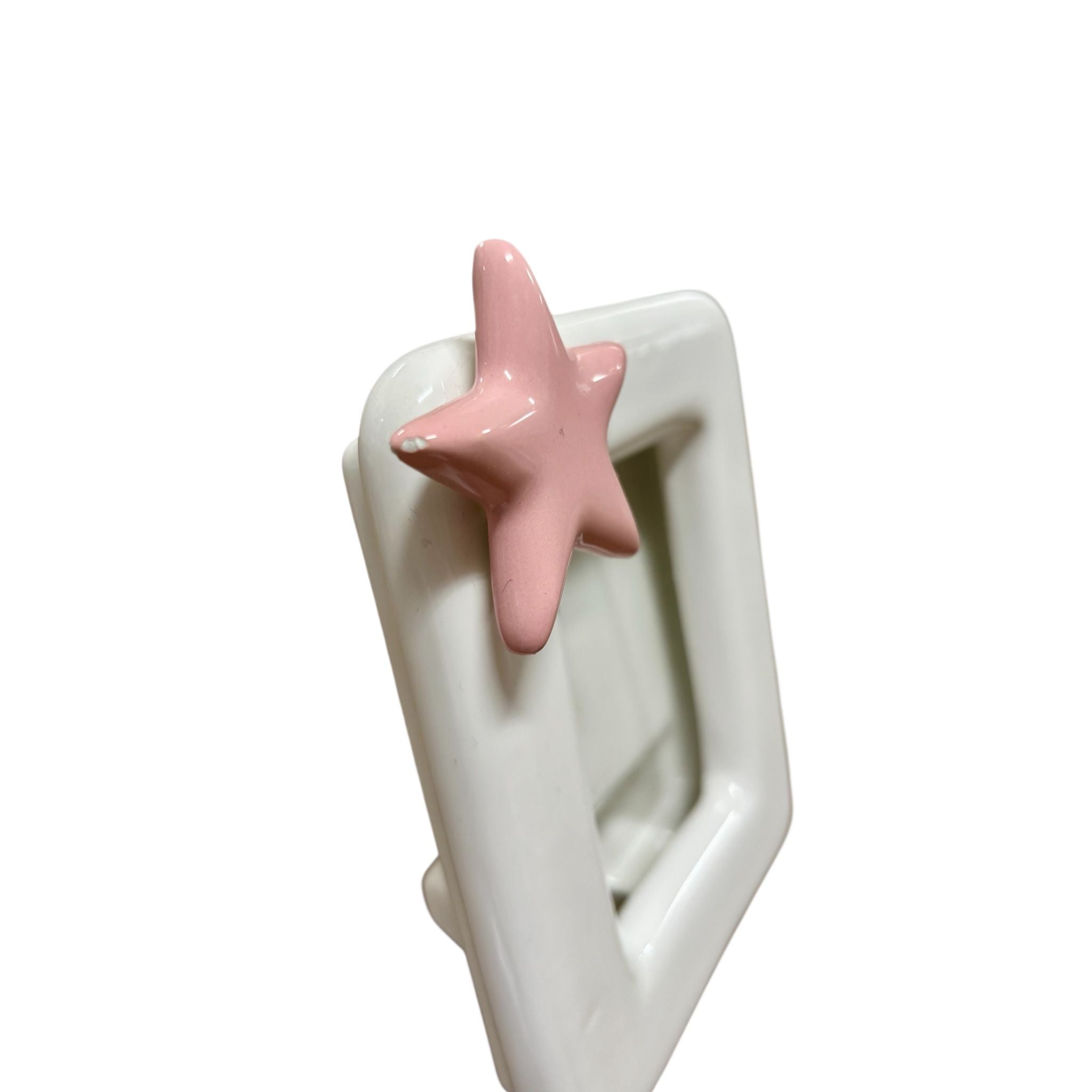 Cornice d'Appoggio in Ceramica Bianca con Stella Rosa 3D 15x13 h cm- Dea Capodimonte