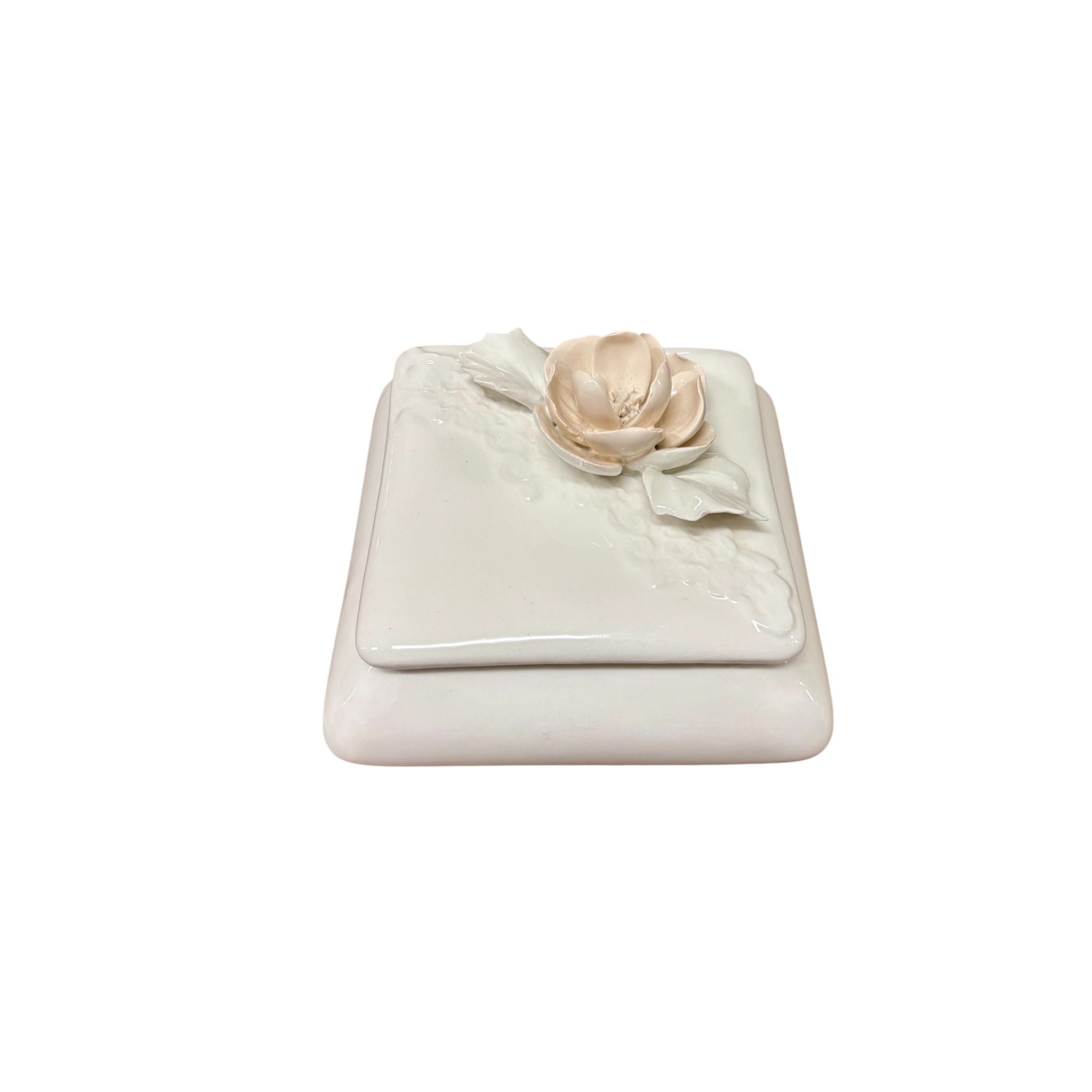 Scatola Porta Gioie Quadrata con Fiore 3D 15x15 cm - Dea Capodimonte