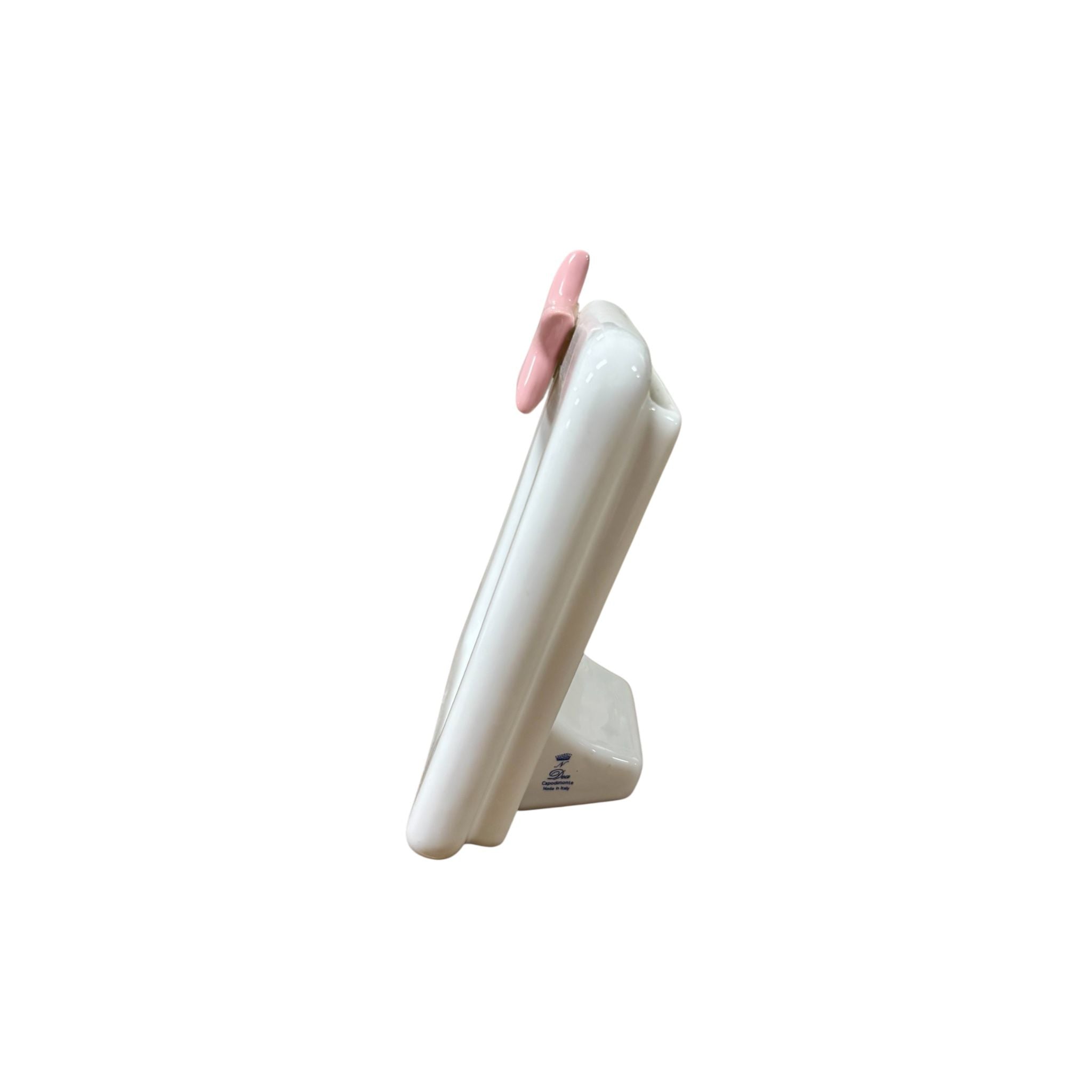 Cornice d'Appoggio in Ceramica Bianca con Stella Rosa 3D 15x13 h cm- Dea Capodimonte