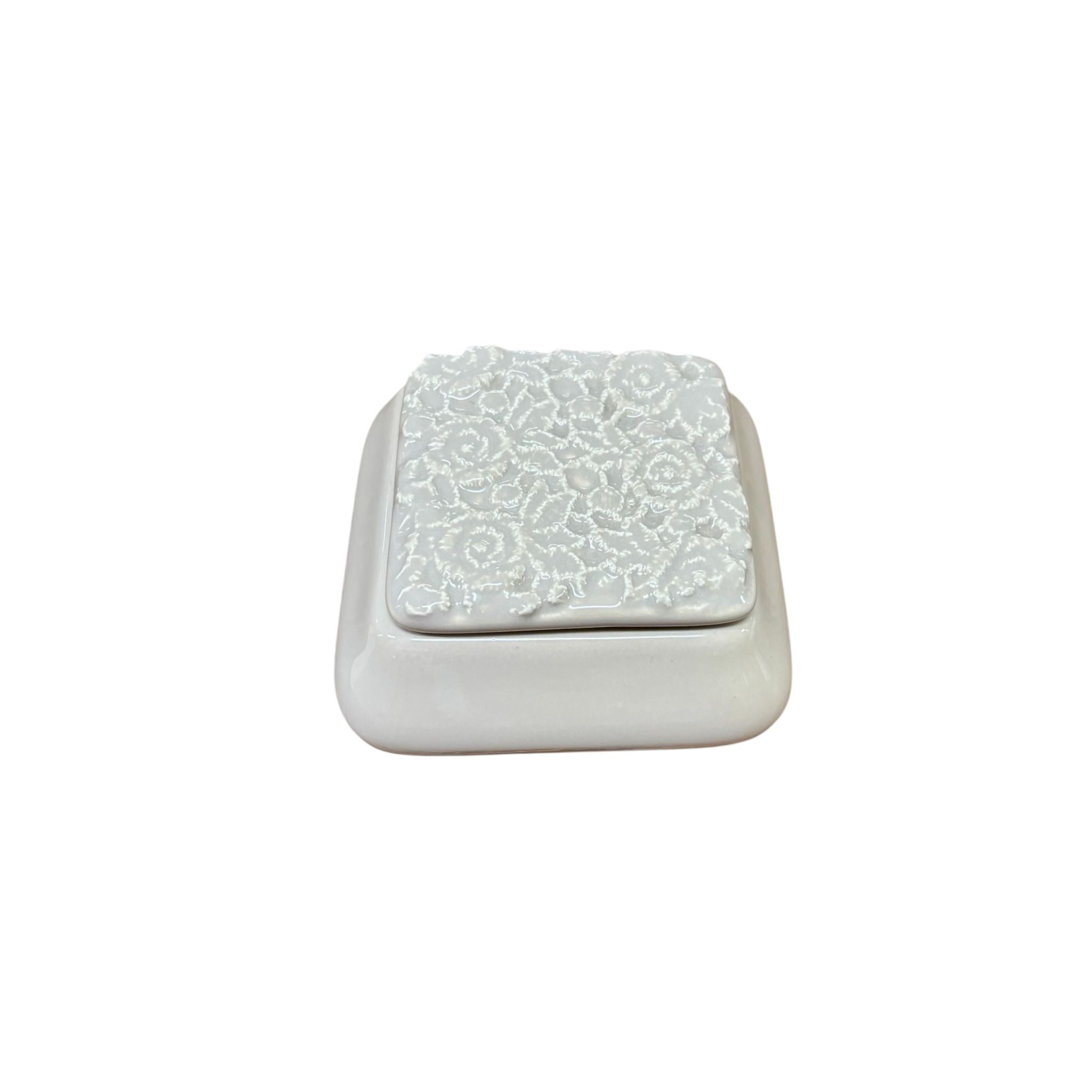Scatolina Quadrata in Ceramica Tortora  9x9 cm - Dea Capodimonte