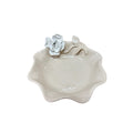 Svuotatasche Rotondo in Porcellana Tortora con Fiore 3D 9x9 cm - Capodimonte