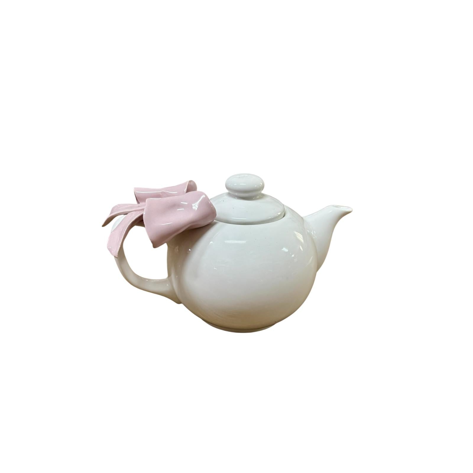 Teiera in Ceramica con Fiocco 3D sul Manico 20x10 h cm – Dea Capodimonte