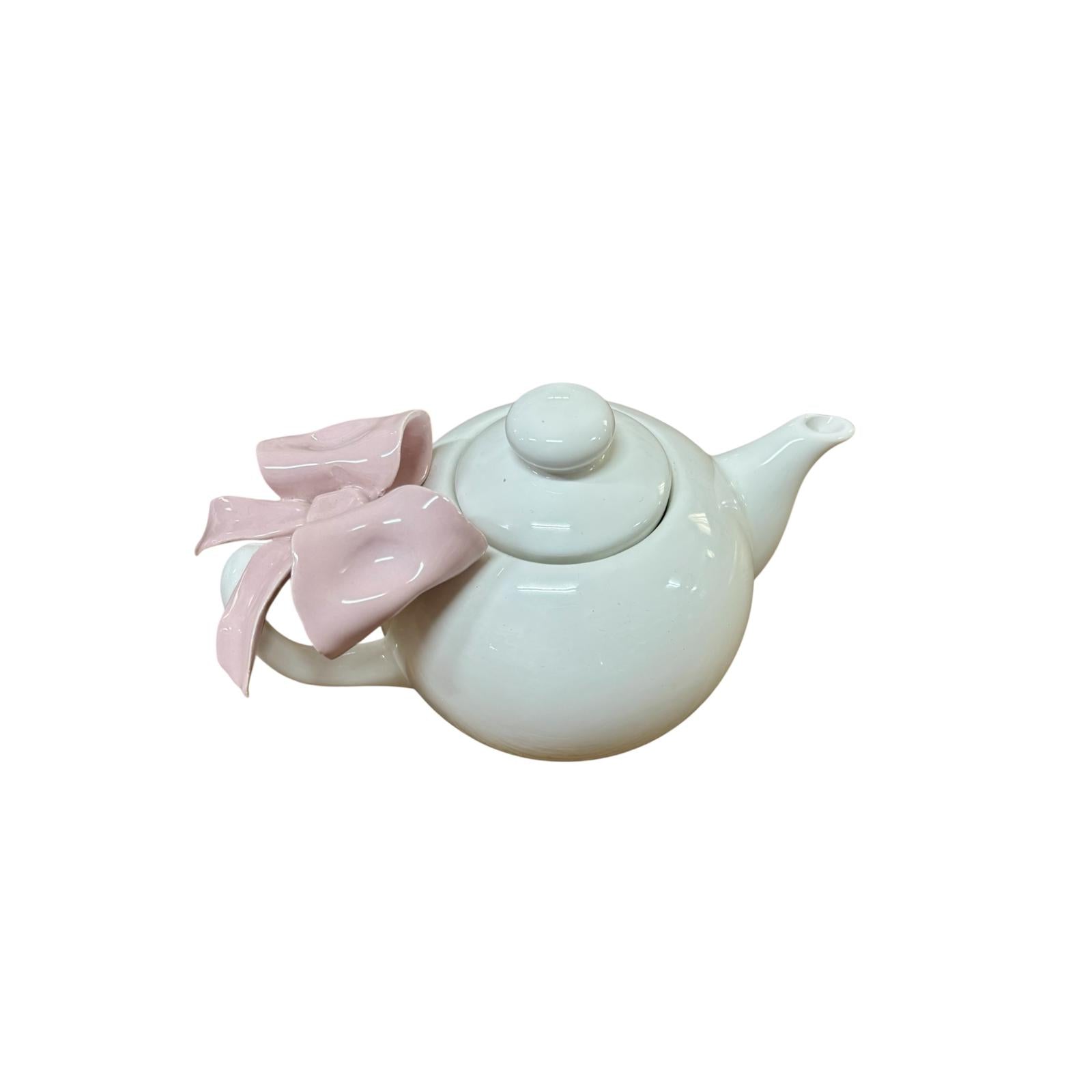 Teiera in Ceramica con Fiocco 3D sul Manico 20x10 h cm – Dea Capodimonte