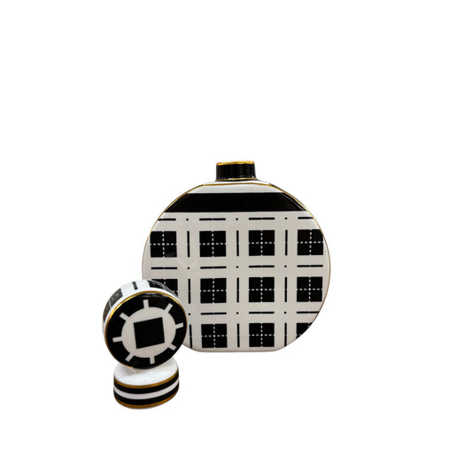 Bottiglia Decorativa in Ceramica Bianca con Dettagli Neri 22 h cm – Baci Milano