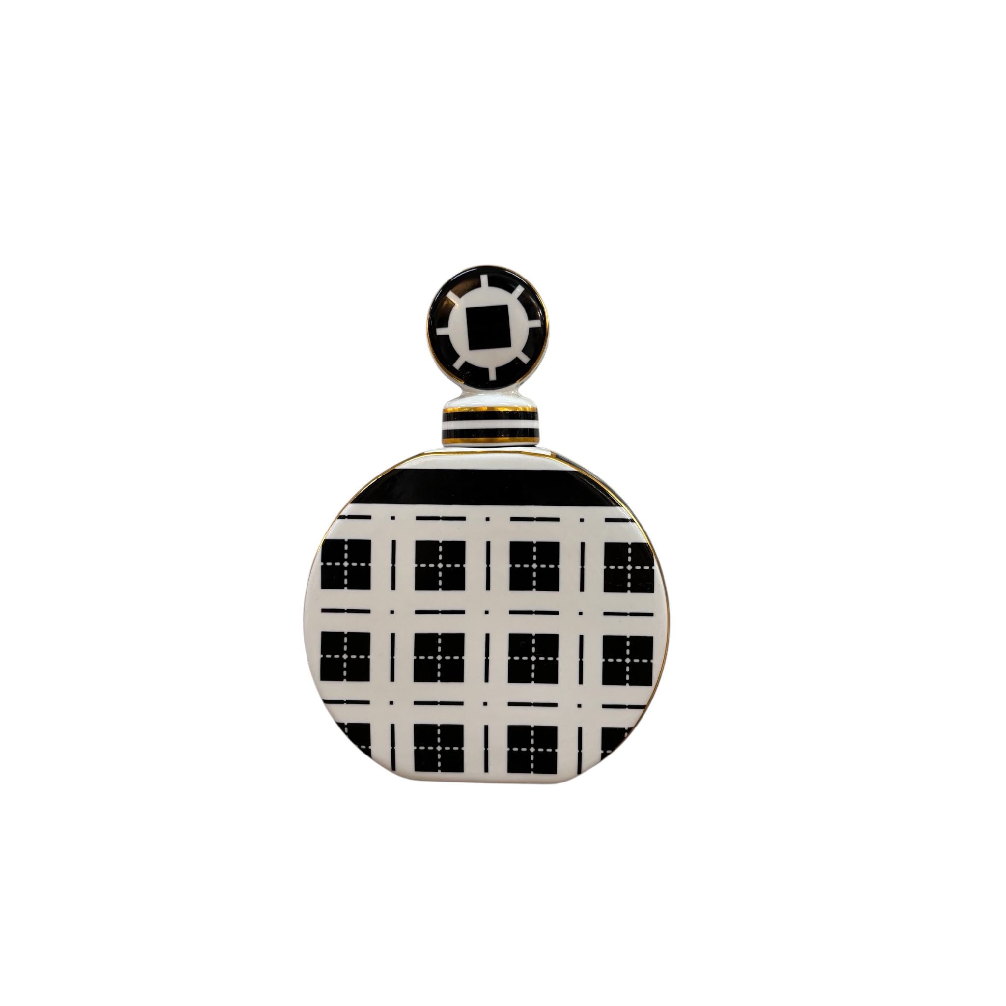 Bottiglia Decorativa in Ceramica Bianca con Dettagli Neri 22 h cm – Baci Milano