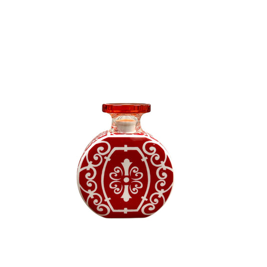 Bottiglia Tonda in Ceramica Rossa con Decori Bianchi 14 h cm – Baci Milano