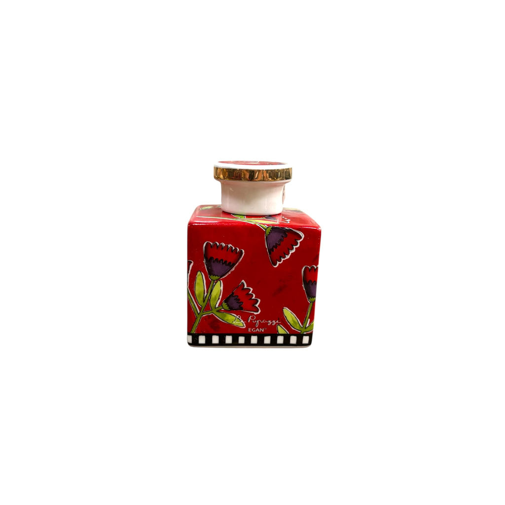 Bottiglia in Ceramica Rossa con Decori Verdi – Egan