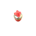 Candela in Vetro Corallo con Coperchio e Fiore 12 h cm  – Sekò