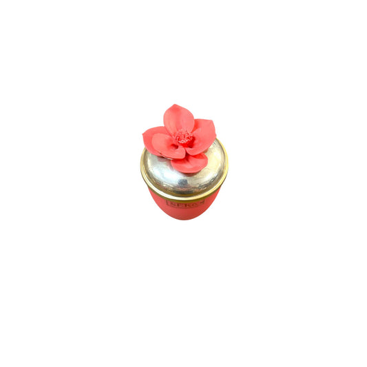 Candela in Vetro Corallo con Coperchio e Fiore 12 h cm  – Sekò