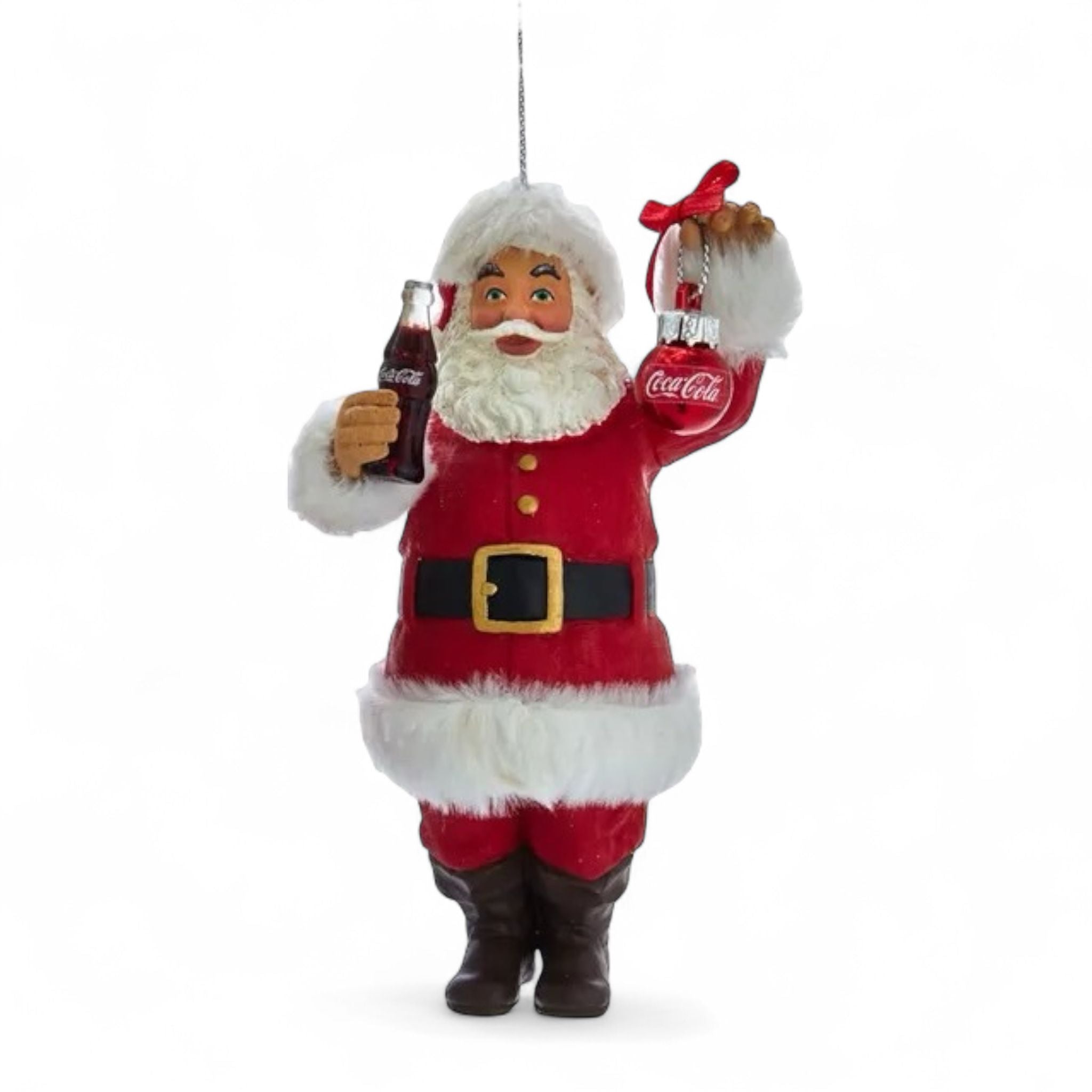 Babbo Natale con Bottiglia di Coca Cola e Pallina Natalizia 12 cm – Kurt Adler