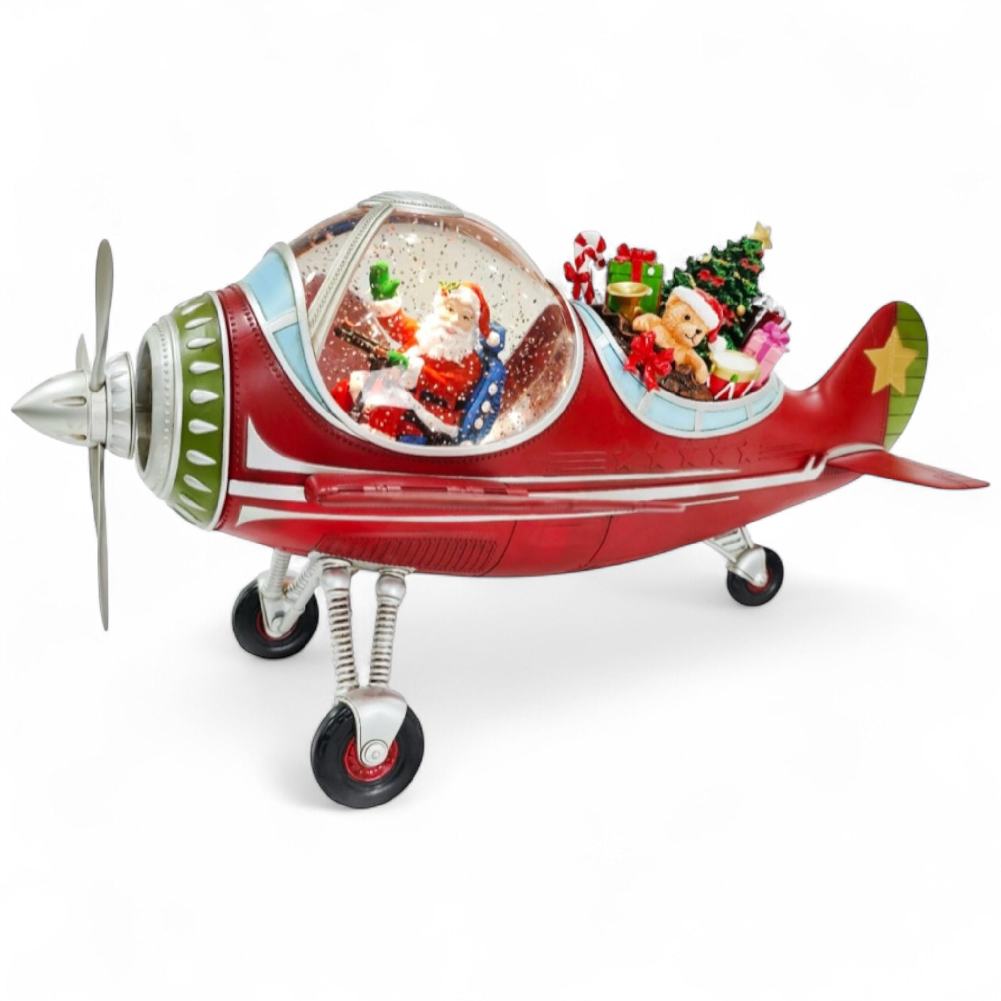 Aereo di Babbo Natale con  LED e Musica – 46×37×23 (h) cm - Hervit