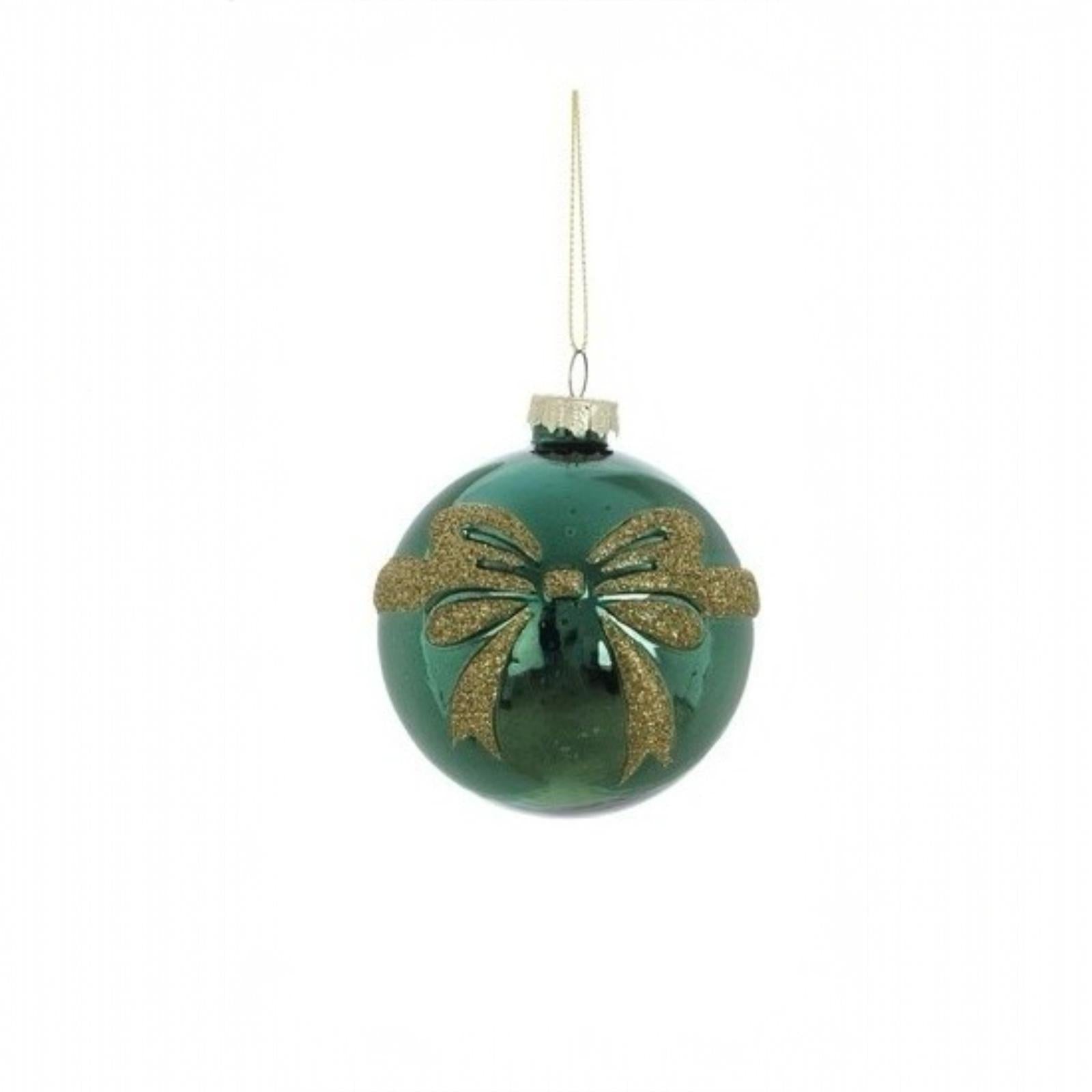 Sfera Natalizia Verde con Fiocco Dorato 8x8 cm - Blanc Mariclò