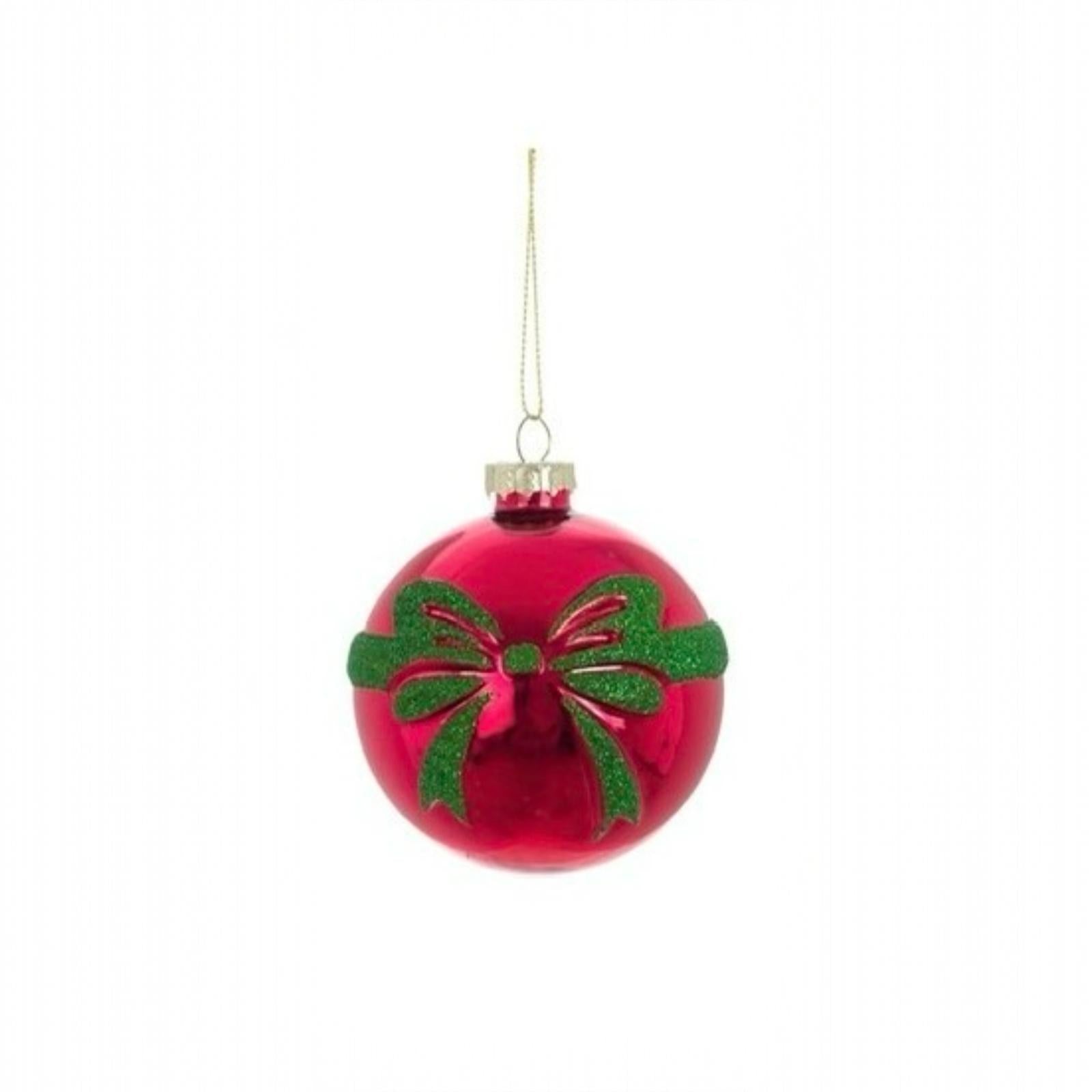 Sfera Natalizia Rossa con Fiocco Verde 8x8 cm - Blanc Mariclò