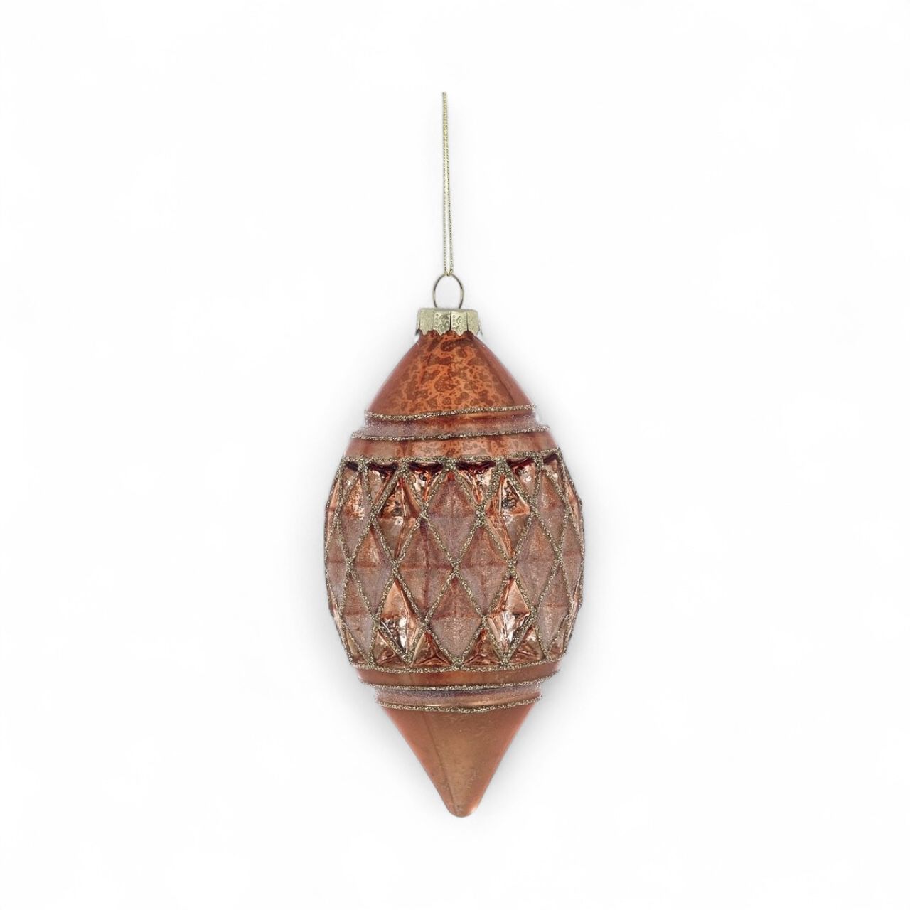 Pallina Natalizia Ovale in Vetro Color Bronzo Brillante 10x10 cm - Blanc Mariclò