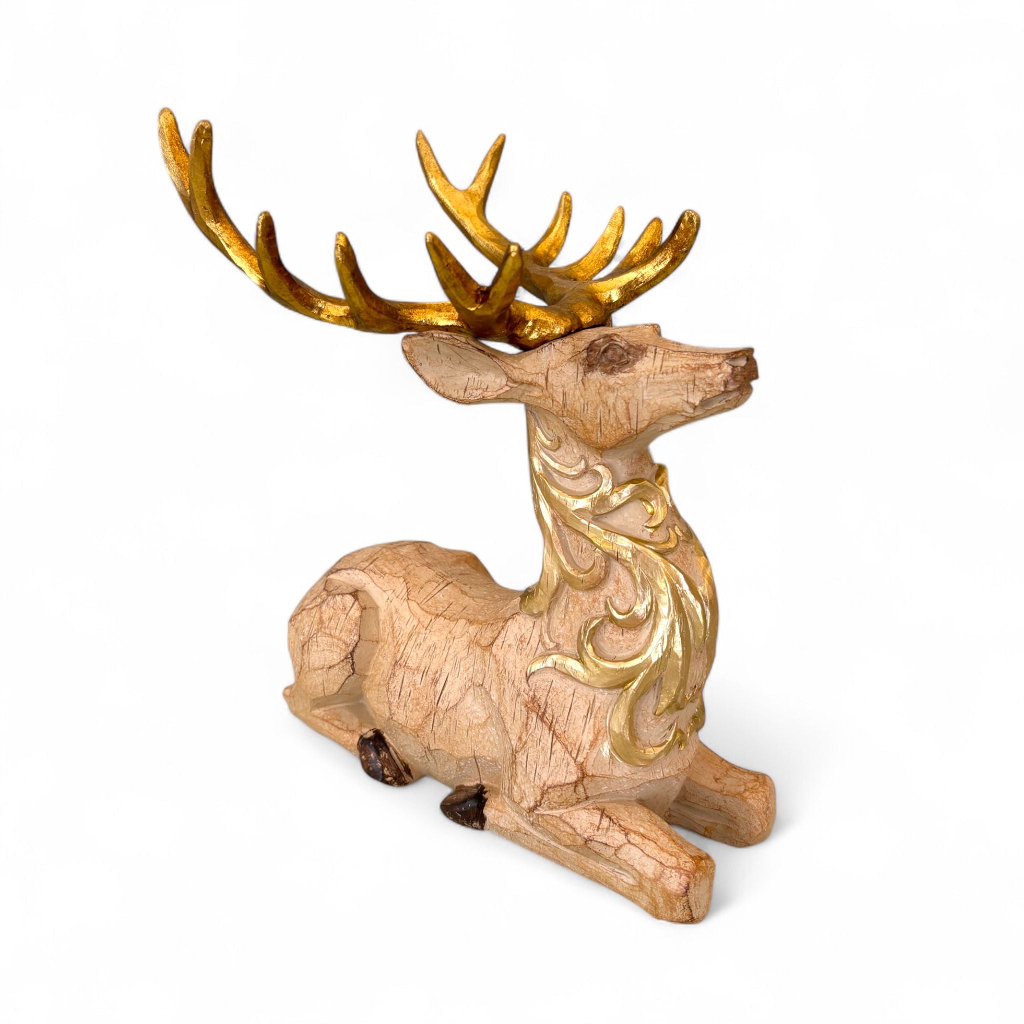 Cervo in Resina con Corna Oro 24x25 cm– Hervit