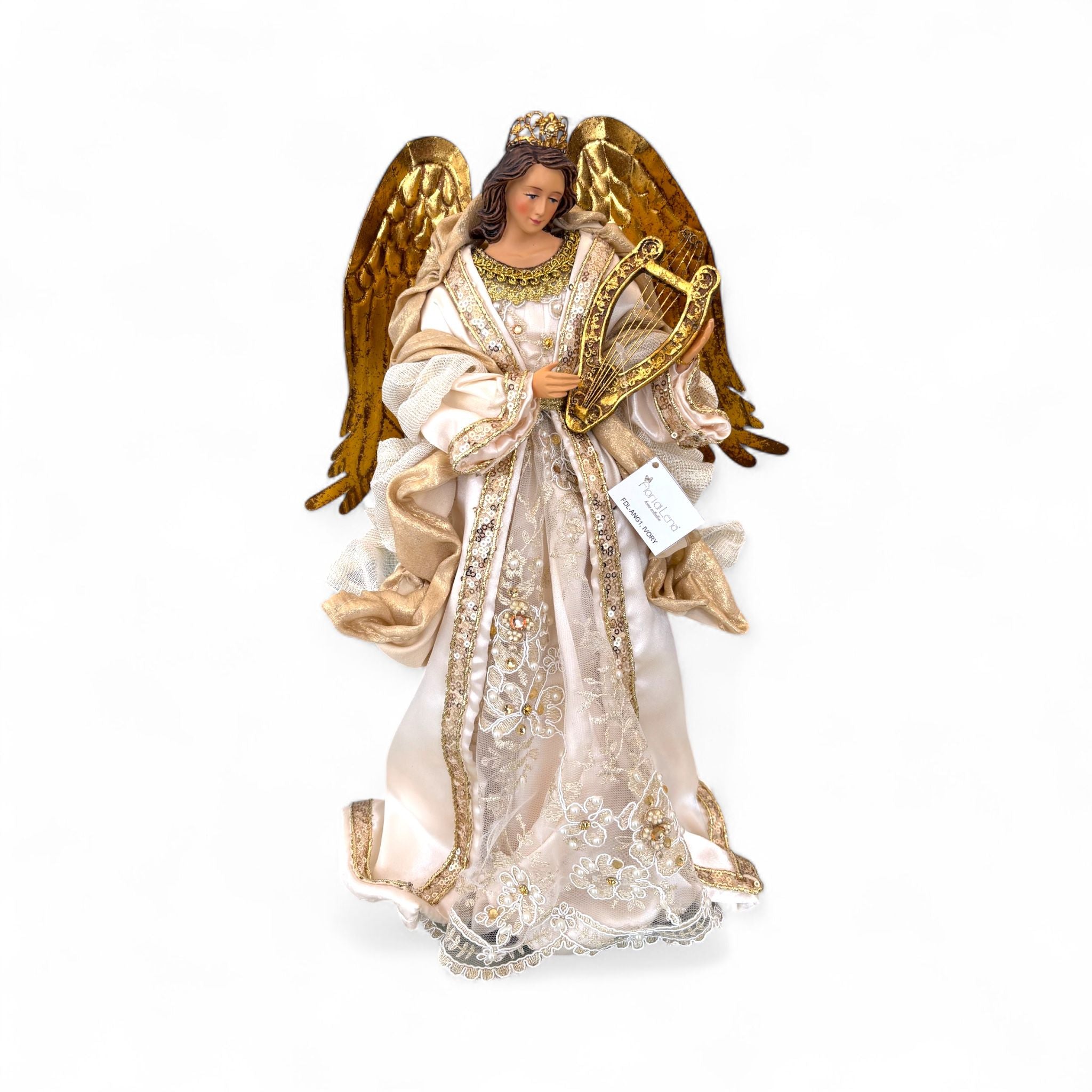 Angelo in Resina  con Lira 46 cm - Fiori di Lena