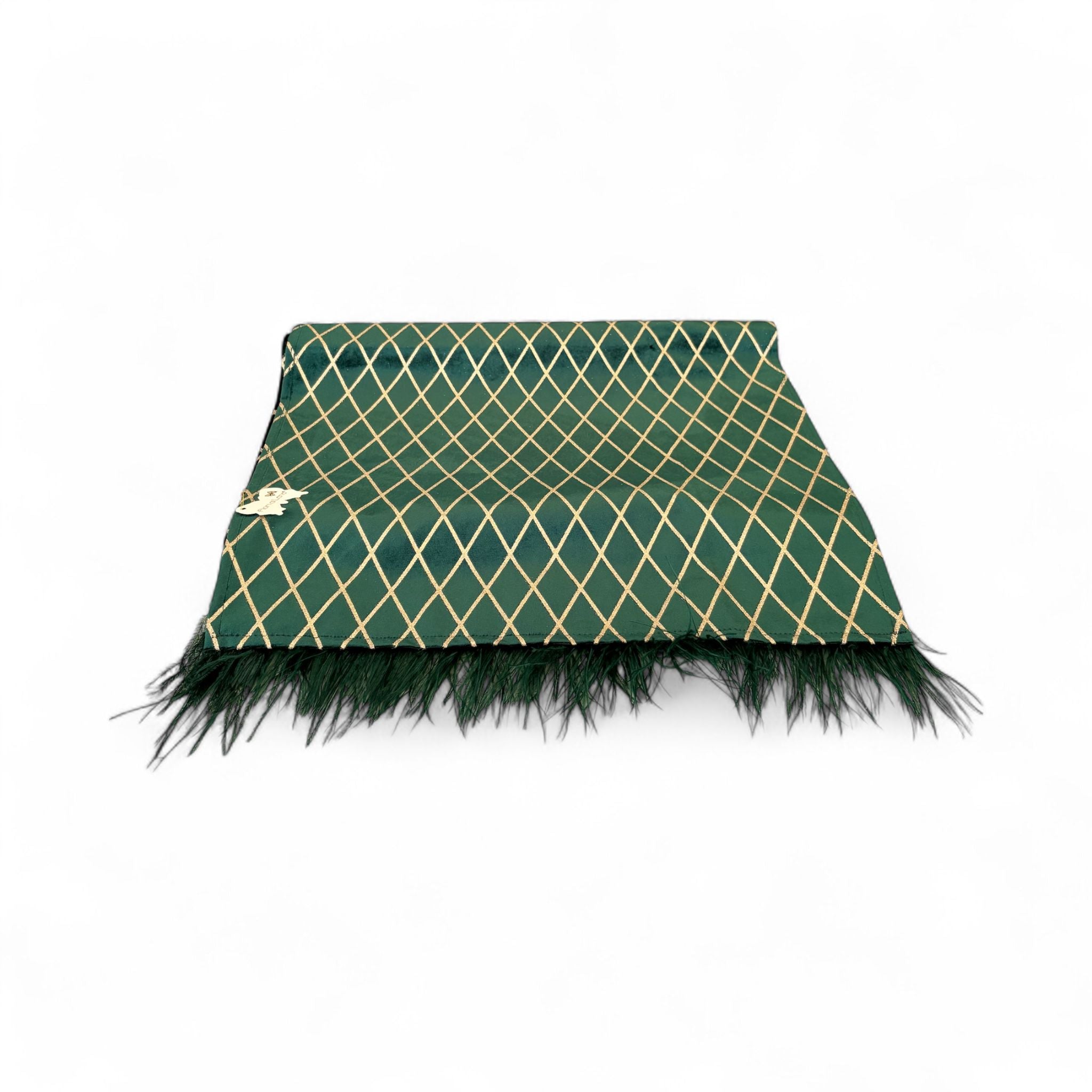 Runner in Velluto Verde con Disegno Glitter Oro 150x45 cm - Fiori di Lena