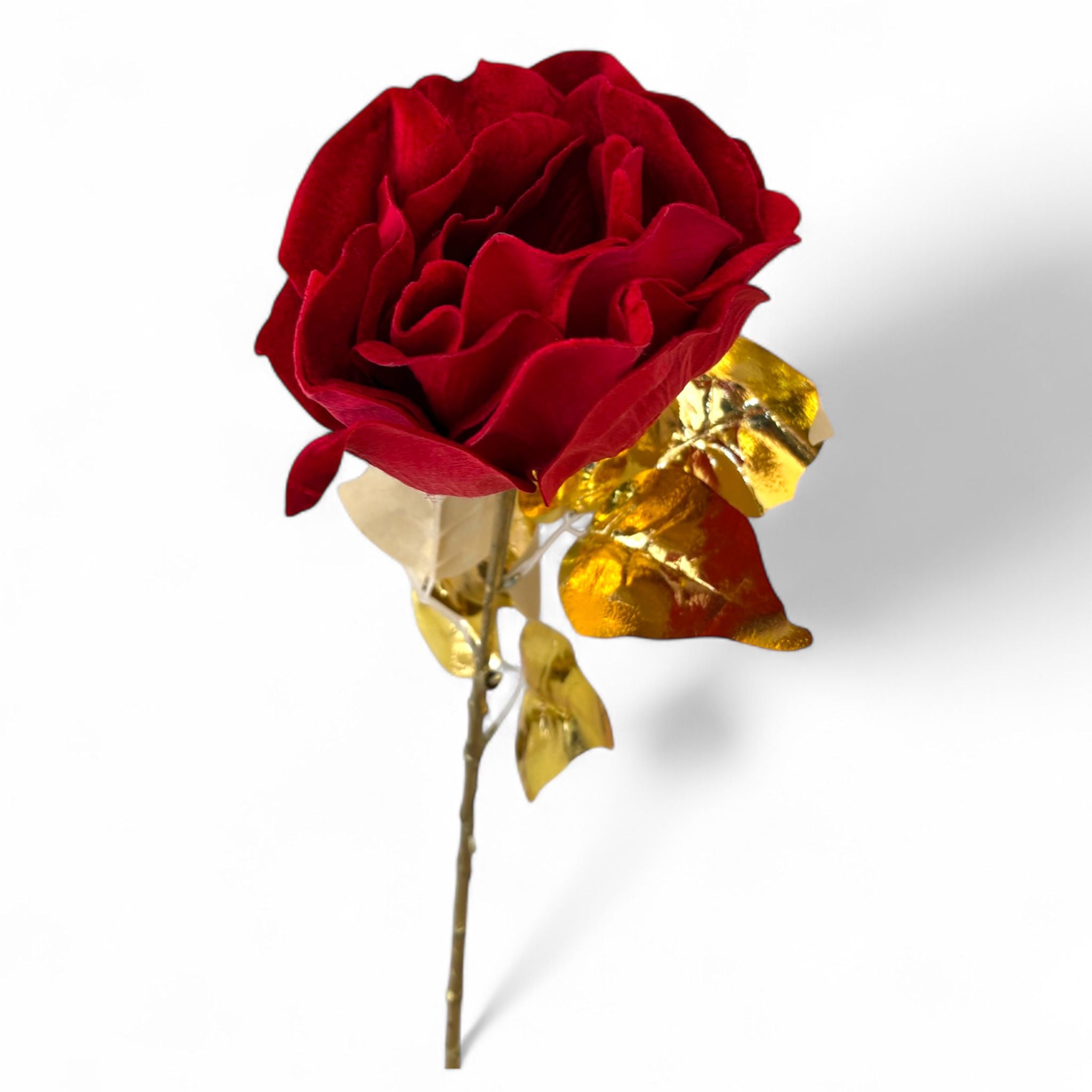 Ramo Natalizio Oro con Fiore in Velluto 72 h cm  - Fiori di Lena