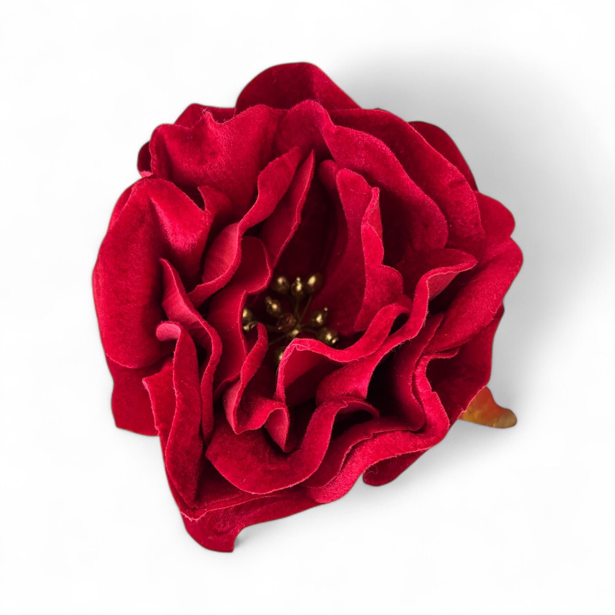 Ramo Natalizio Oro con Fiore in Velluto 72 h cm  - Fiori di Lena