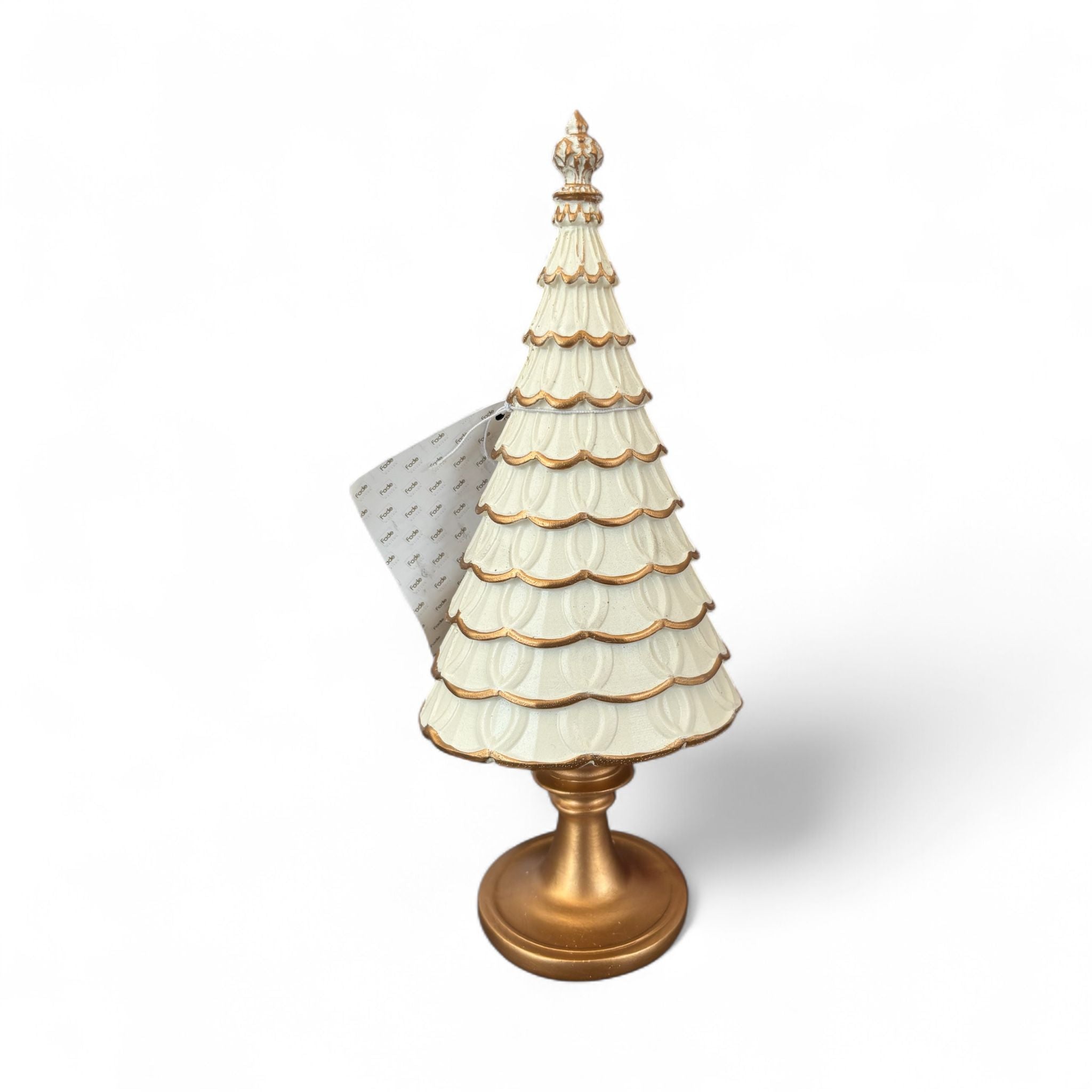 Alberello in Resina Crema con Dettagli Oro 10x23,5 cm - Fade