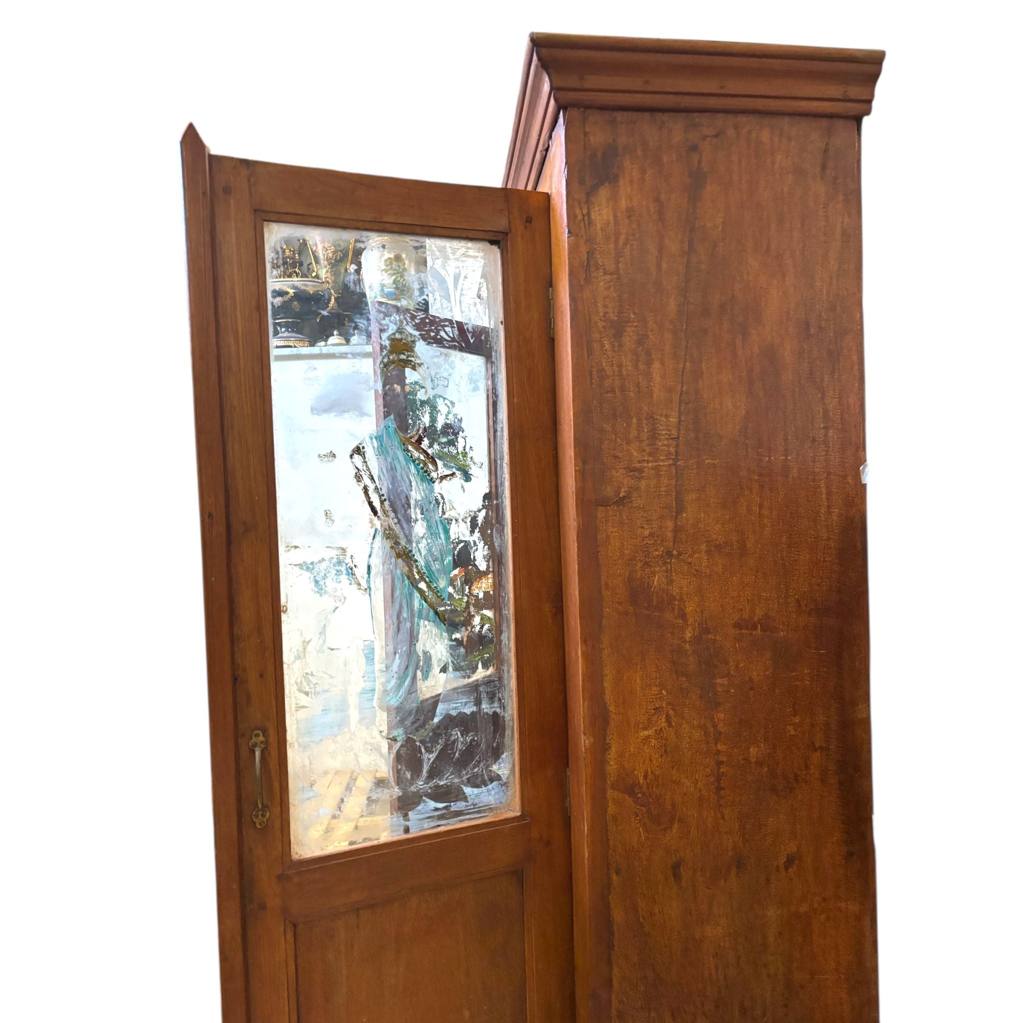 Credenza in Legno Sheesham con Ante in Vetro Decorate a Mano