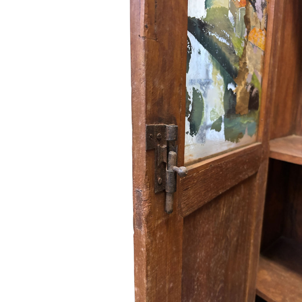 Credenza in Legno Sheesham con Ante in Vetro Decorate a Mano