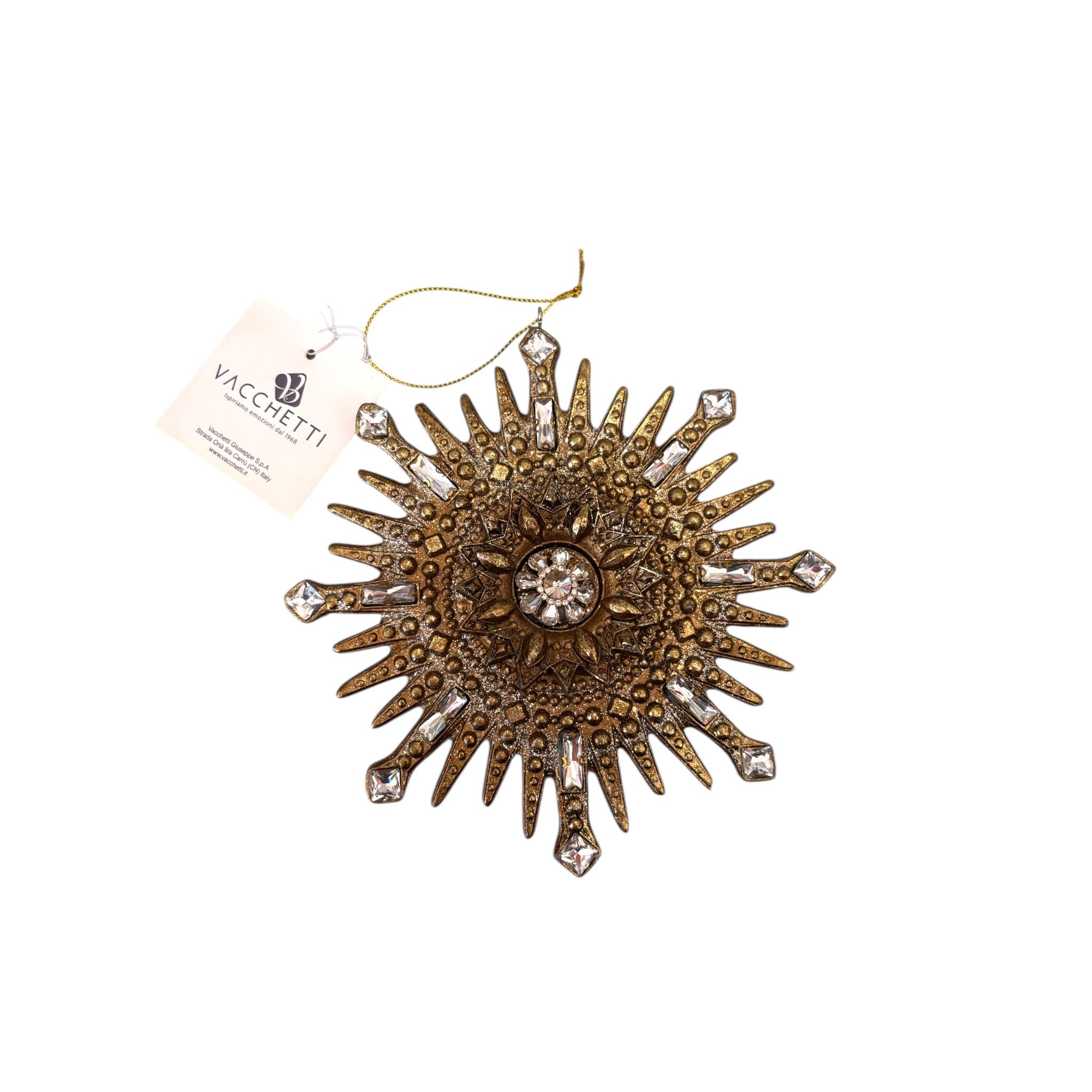 Decorazione Albero Fiocco di Neve Oro – 16x16 cm