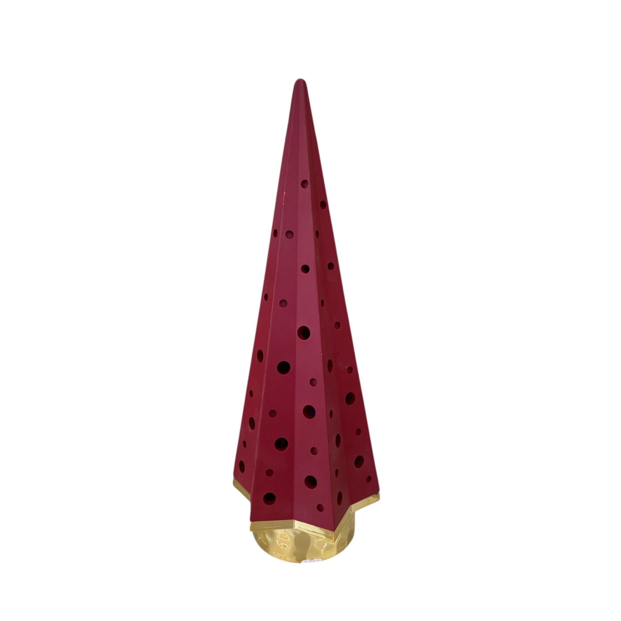 Alberello Luminoso in Marmorino Rosso Scuro con Base Oro 15 cm - Bongelli Preziosi