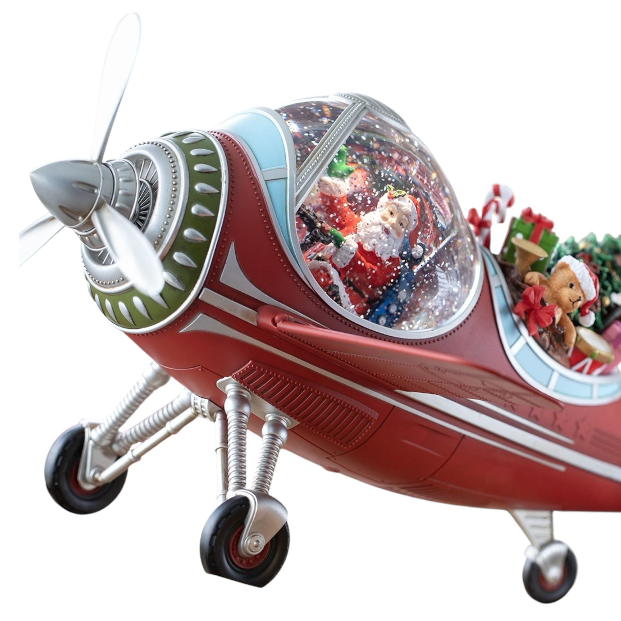 Aereo di Babbo Natale con  LED e Musica – 46×37×23 (h) cm - Hervit