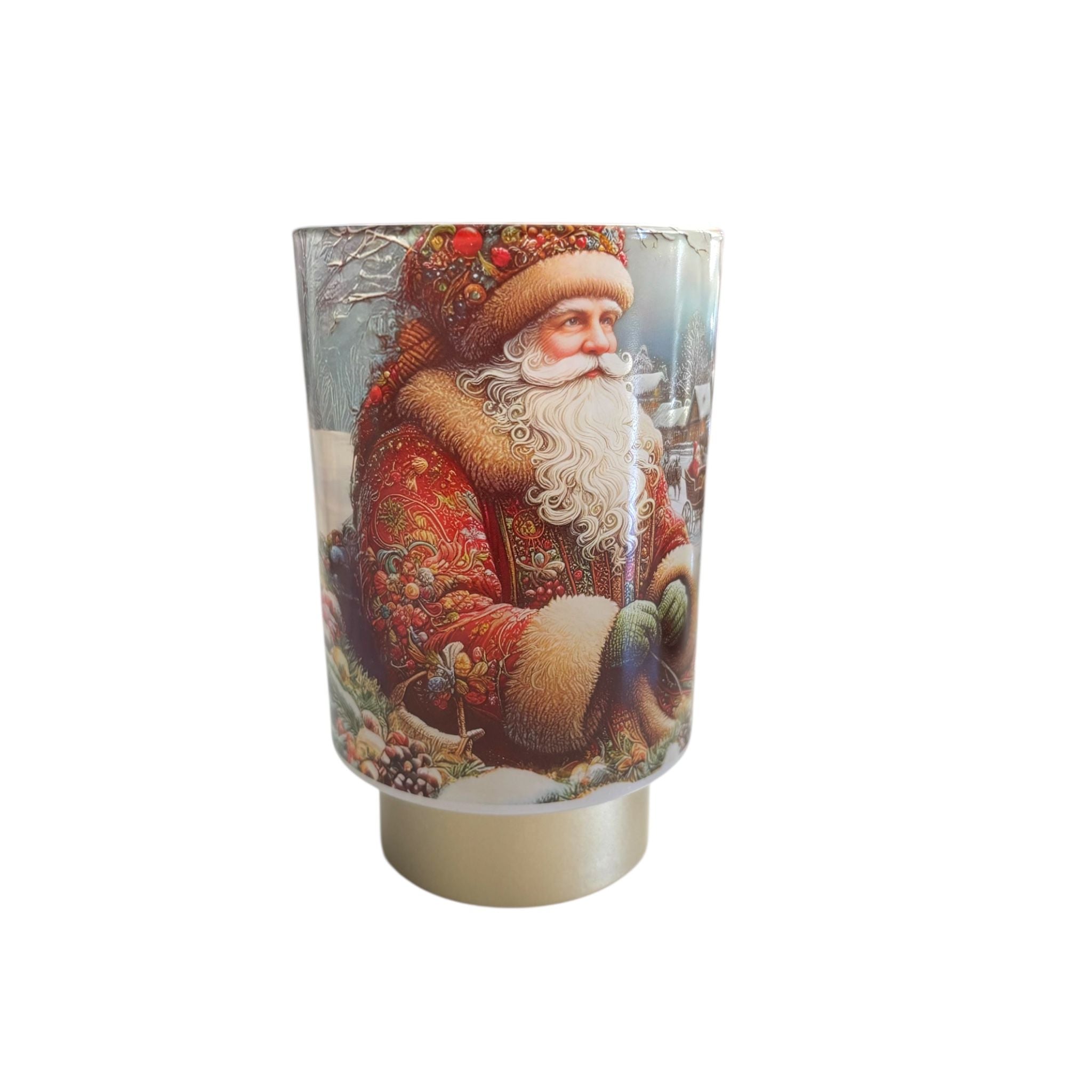 Lampada in Vetro Satinato con Babbo Natale  Ø10×H15 cm - Hervit