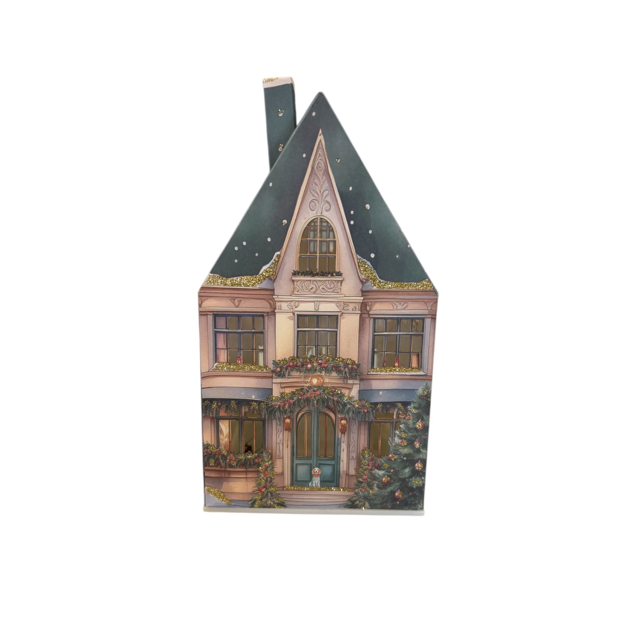 Lampada LED a Casetta in Carta Verde 11x11x20 cm - Hervit
