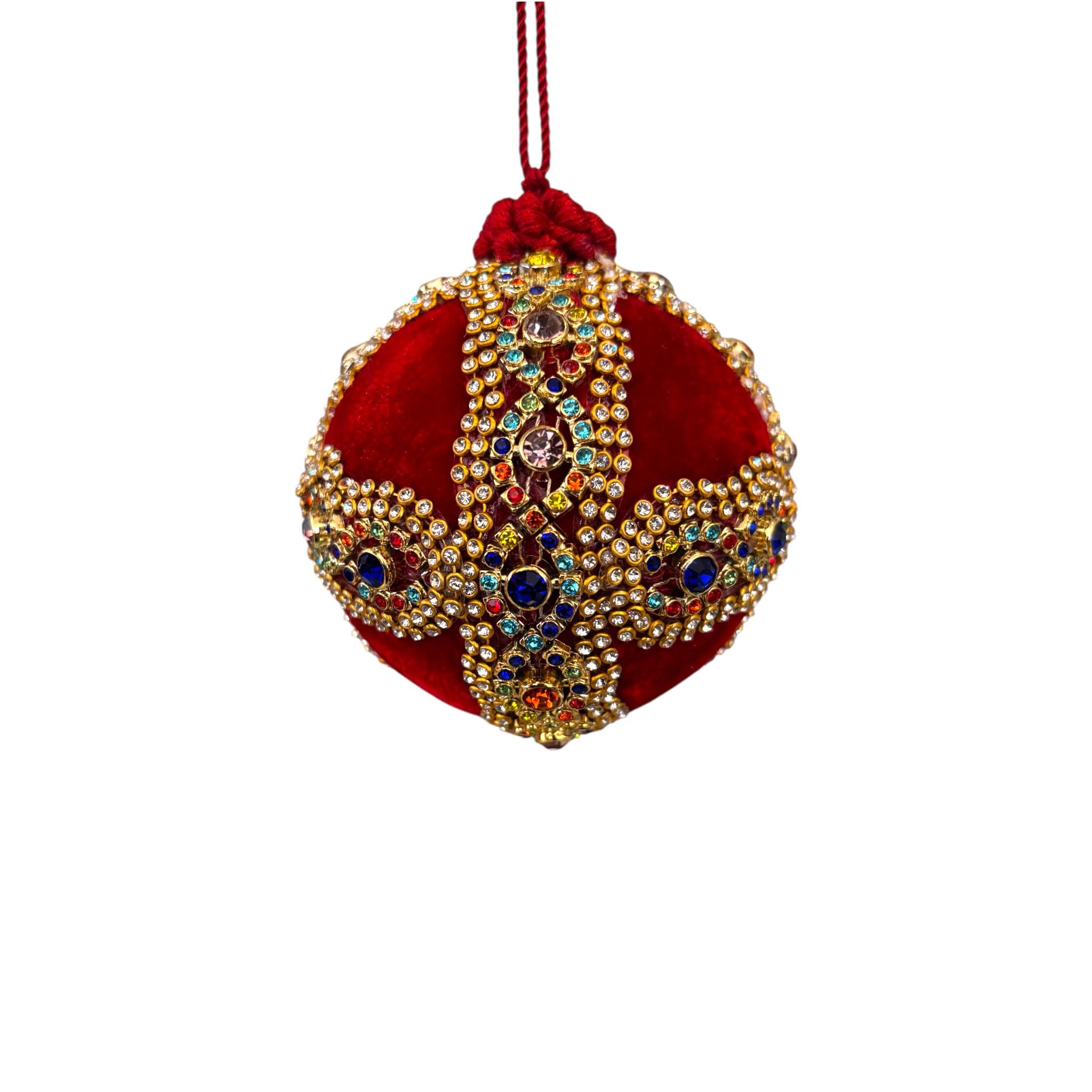 Sfera in Velluto con Pietre e Strass Luminosi  Ø 10 cm - Goodwill