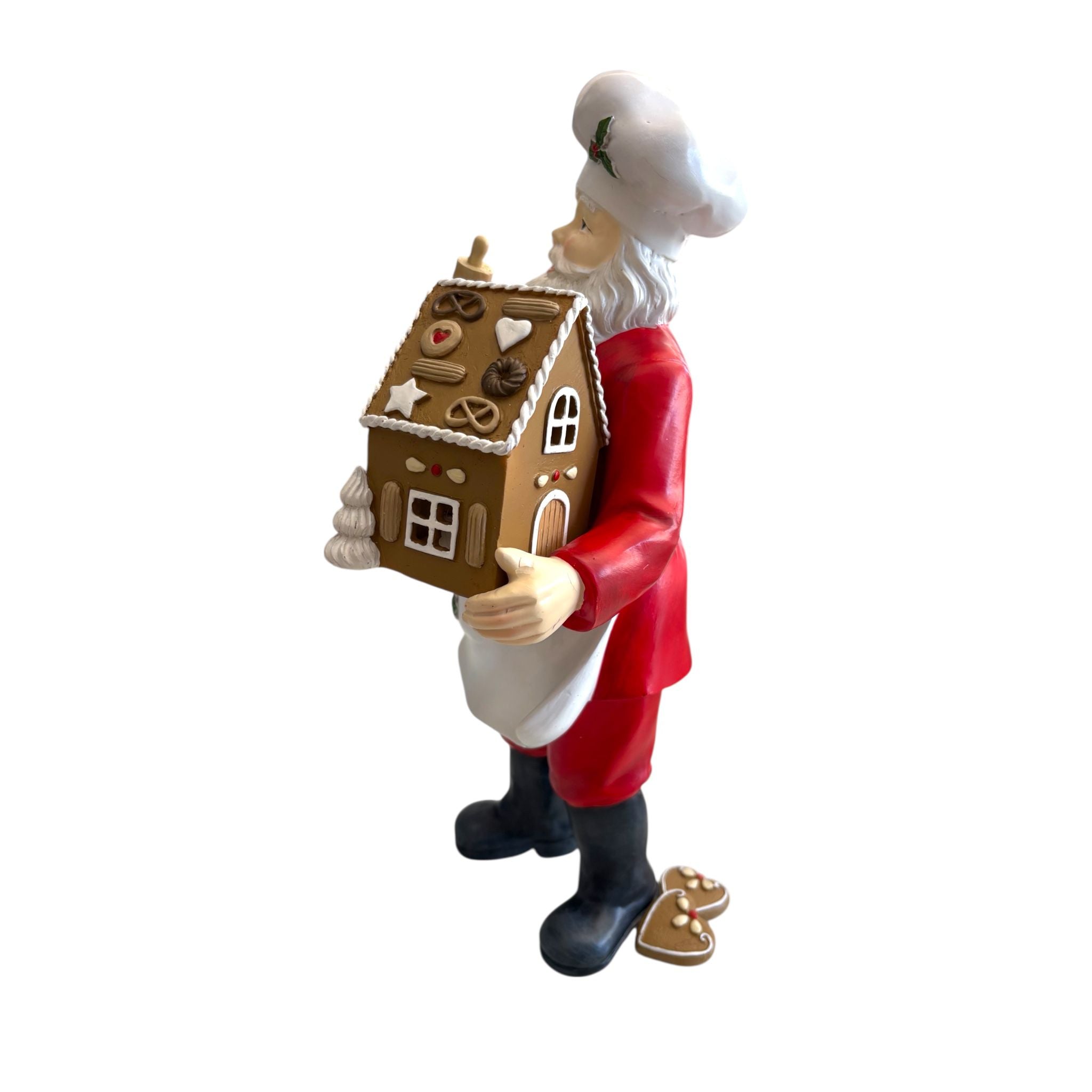 Babbo Natale Chef con Casetta di Marzapane Luminosa  35 cm - Goodwill
