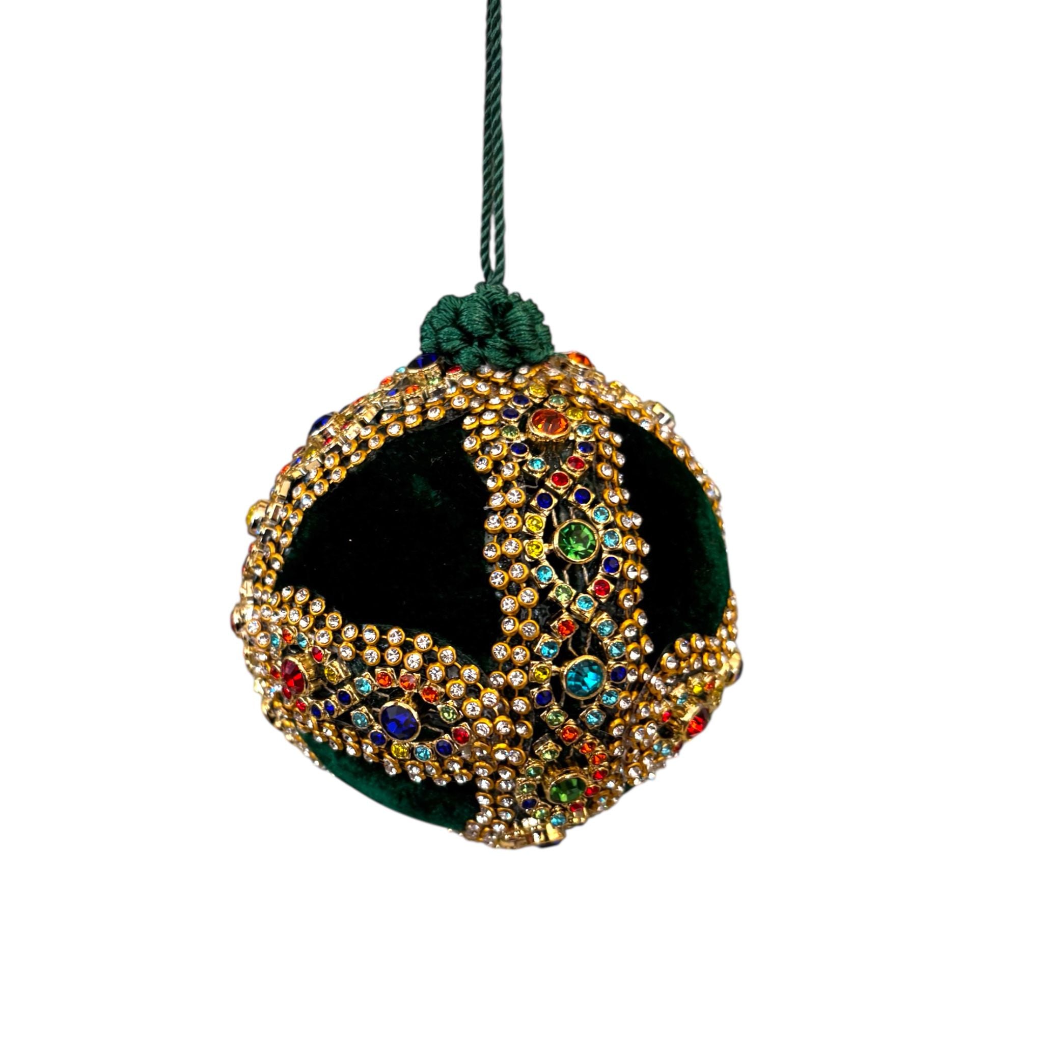 Sfera in Velluto con Pietre e Strass Luminosi  Ø 10 cm - Goodwill