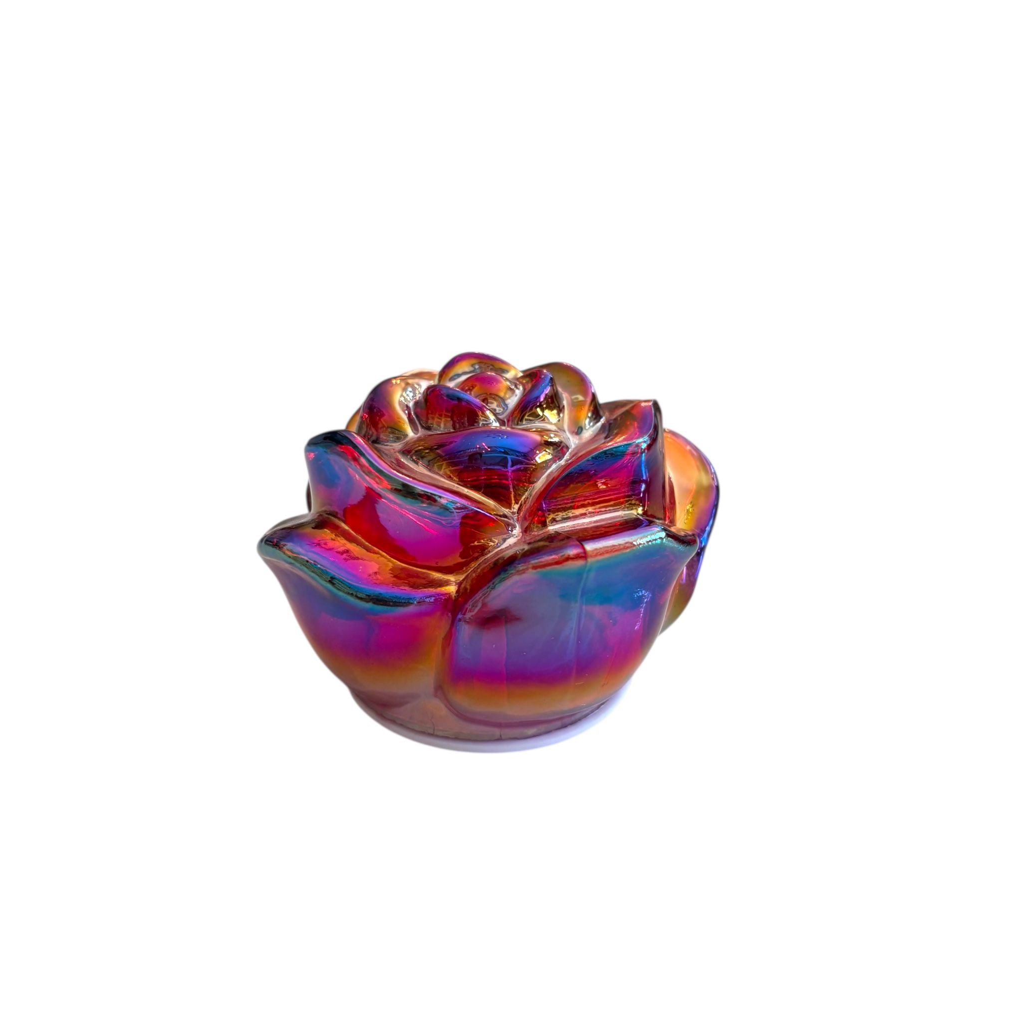 Rosa Rossa in Vetro con LED 10 cm - Hervit