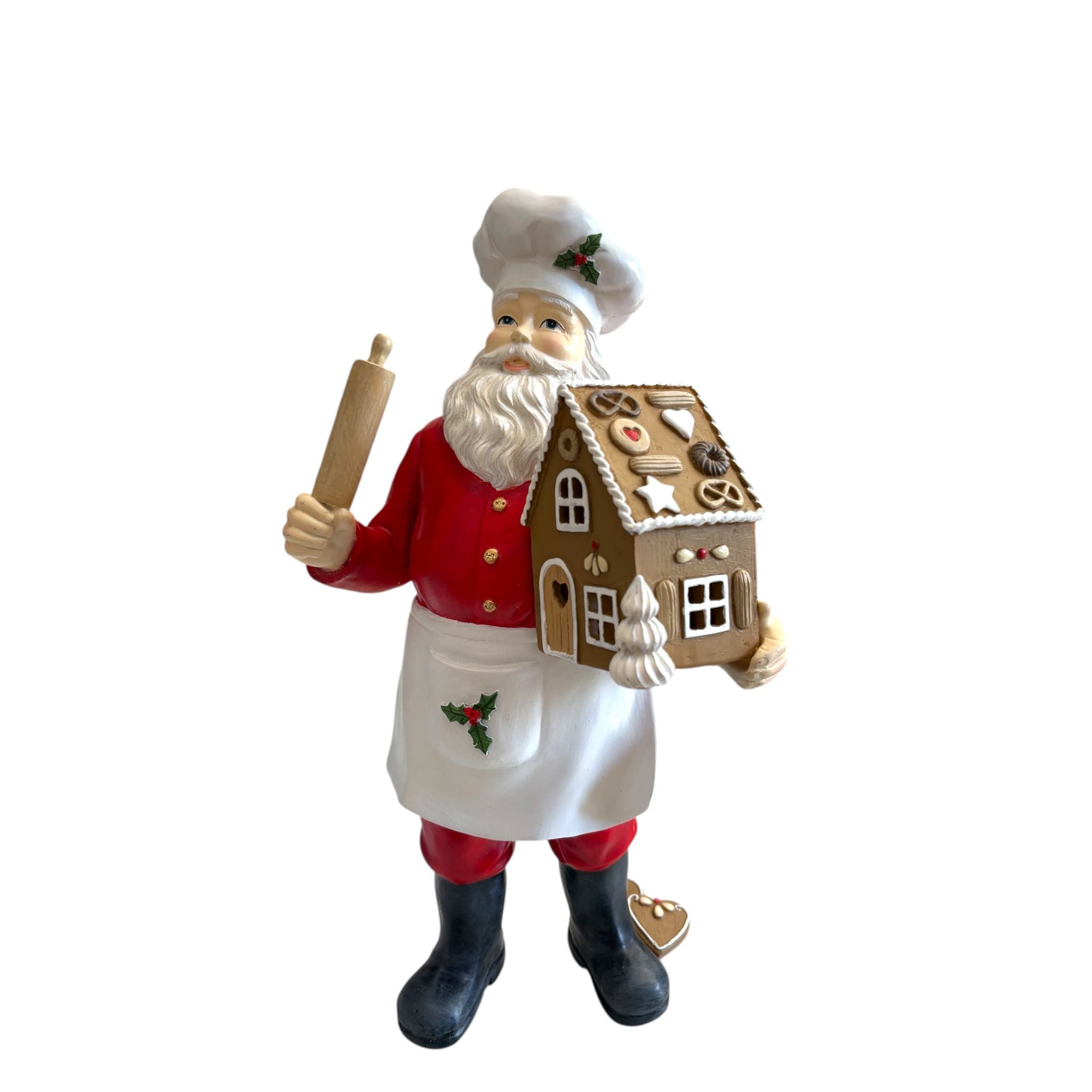 Babbo Natale Chef con Casetta di Marzapane Luminosa  35 cm - Goodwill