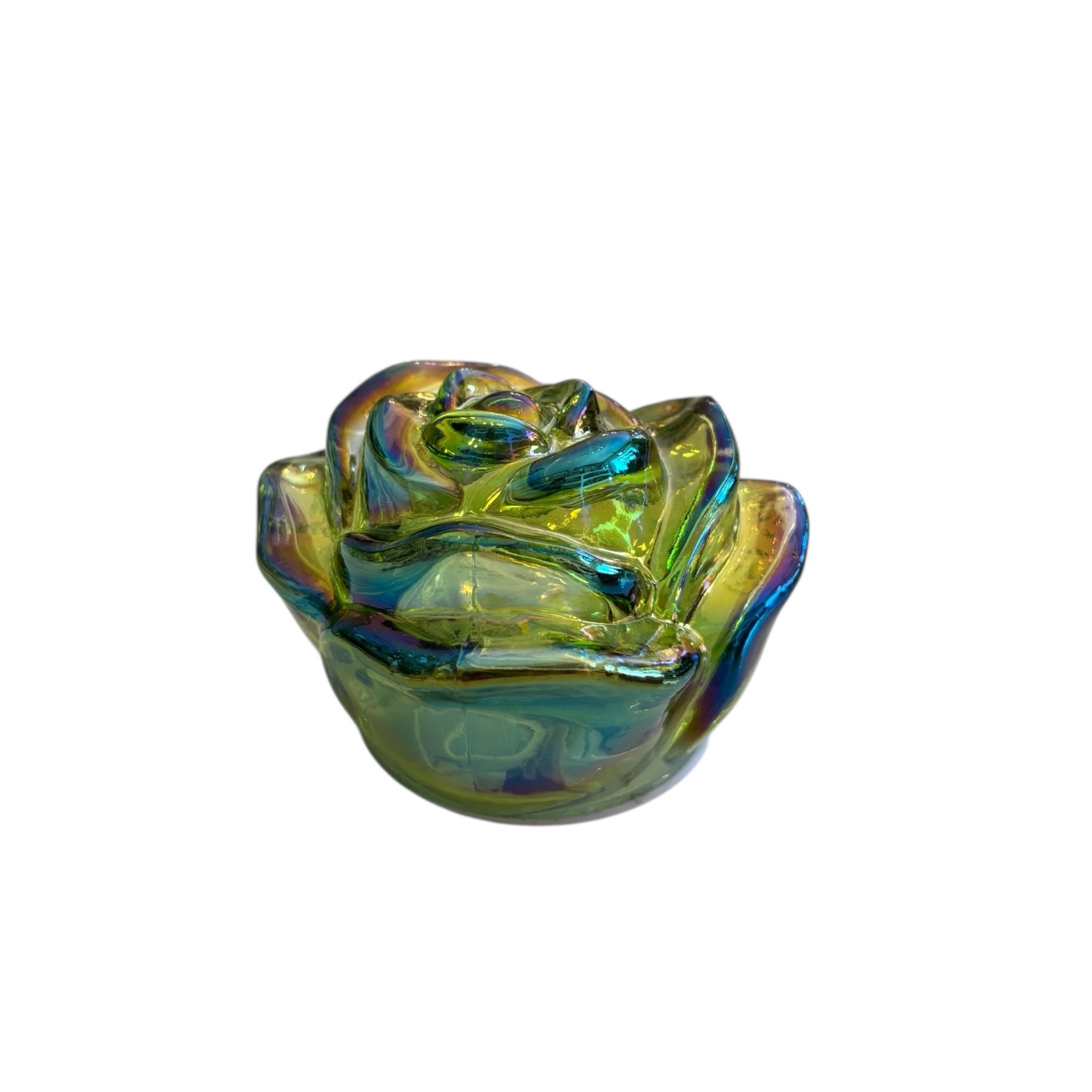 Rosa Verde in Vetro con LED 10 cm - Hervit