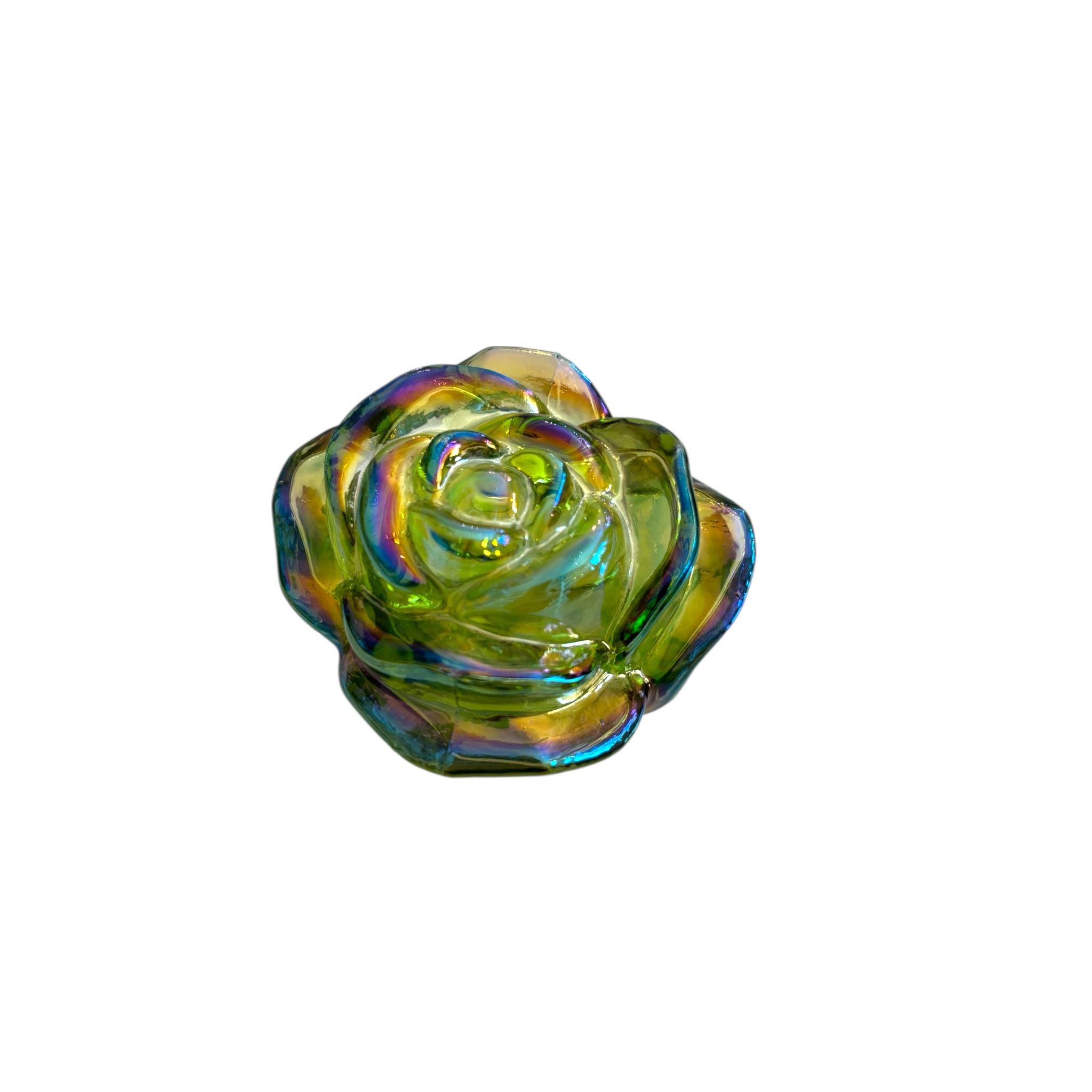 Rosa Verde in Vetro con LED 10 cm - Hervit