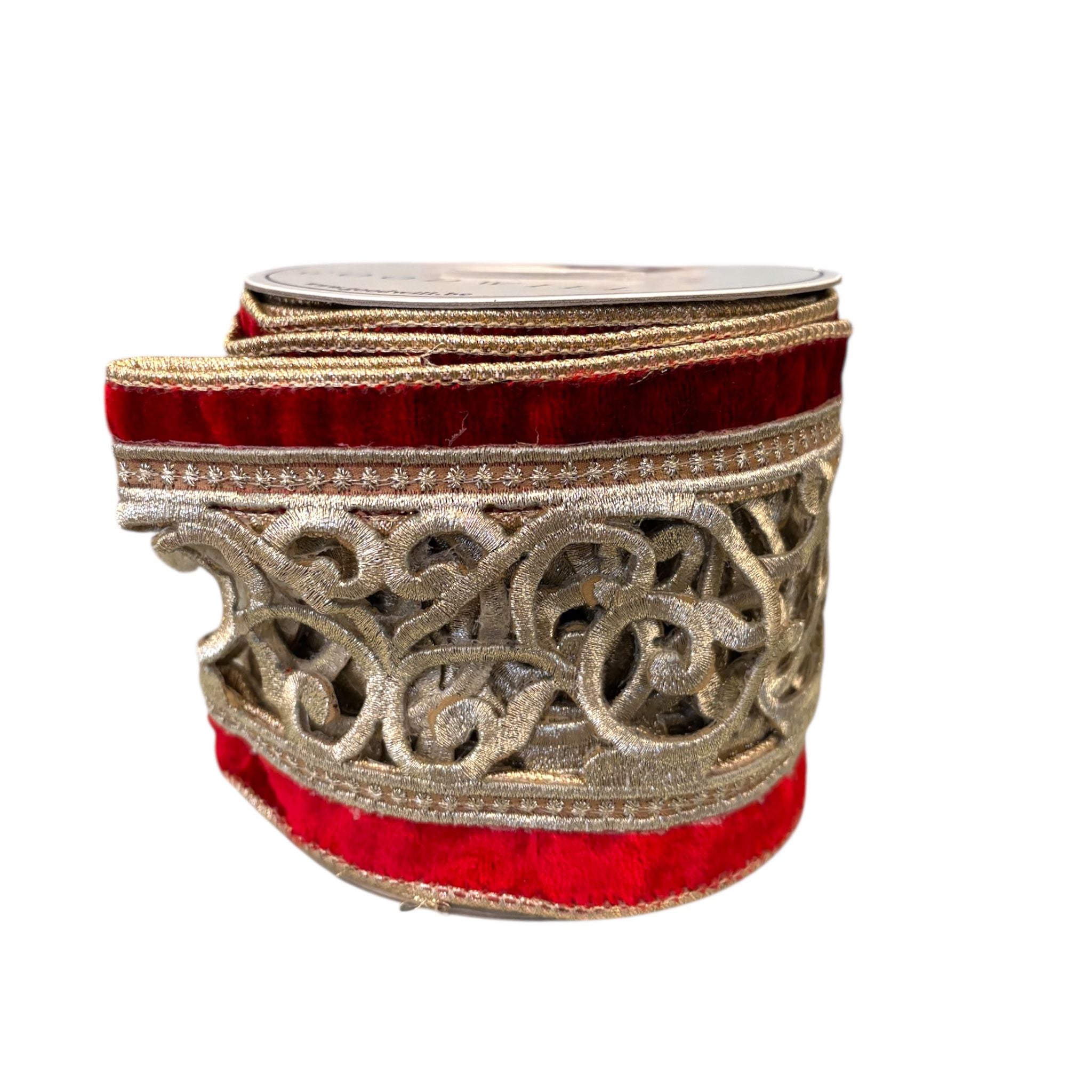 Nastro in Velluto con Inserti Oro Ritagliati 10 cm x 4.5 mt - Goodwill