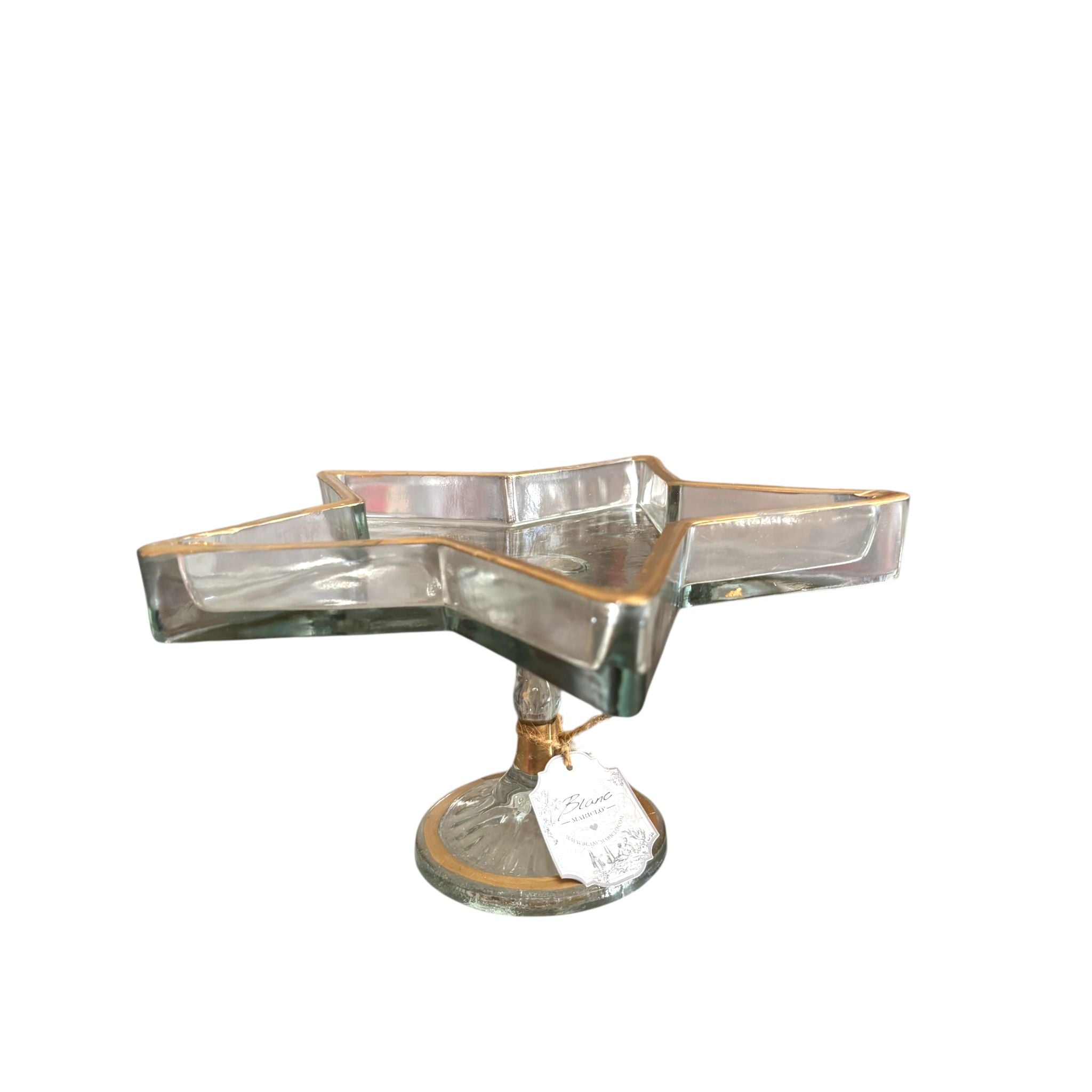 Centrotavola Stella in Vetro Trasparente con Rifiniture Oro 11 h cm - Blanc Mariclò