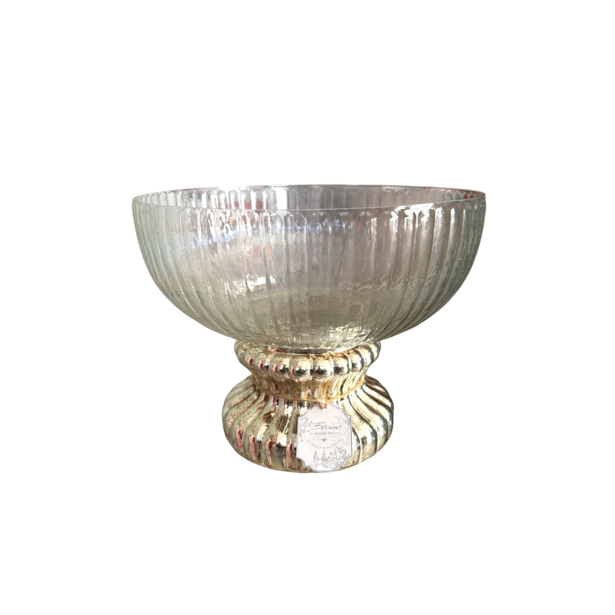 Centrotavola in Vetro Trasparente con Base Argento 21 h cm - Blanc Mariclò