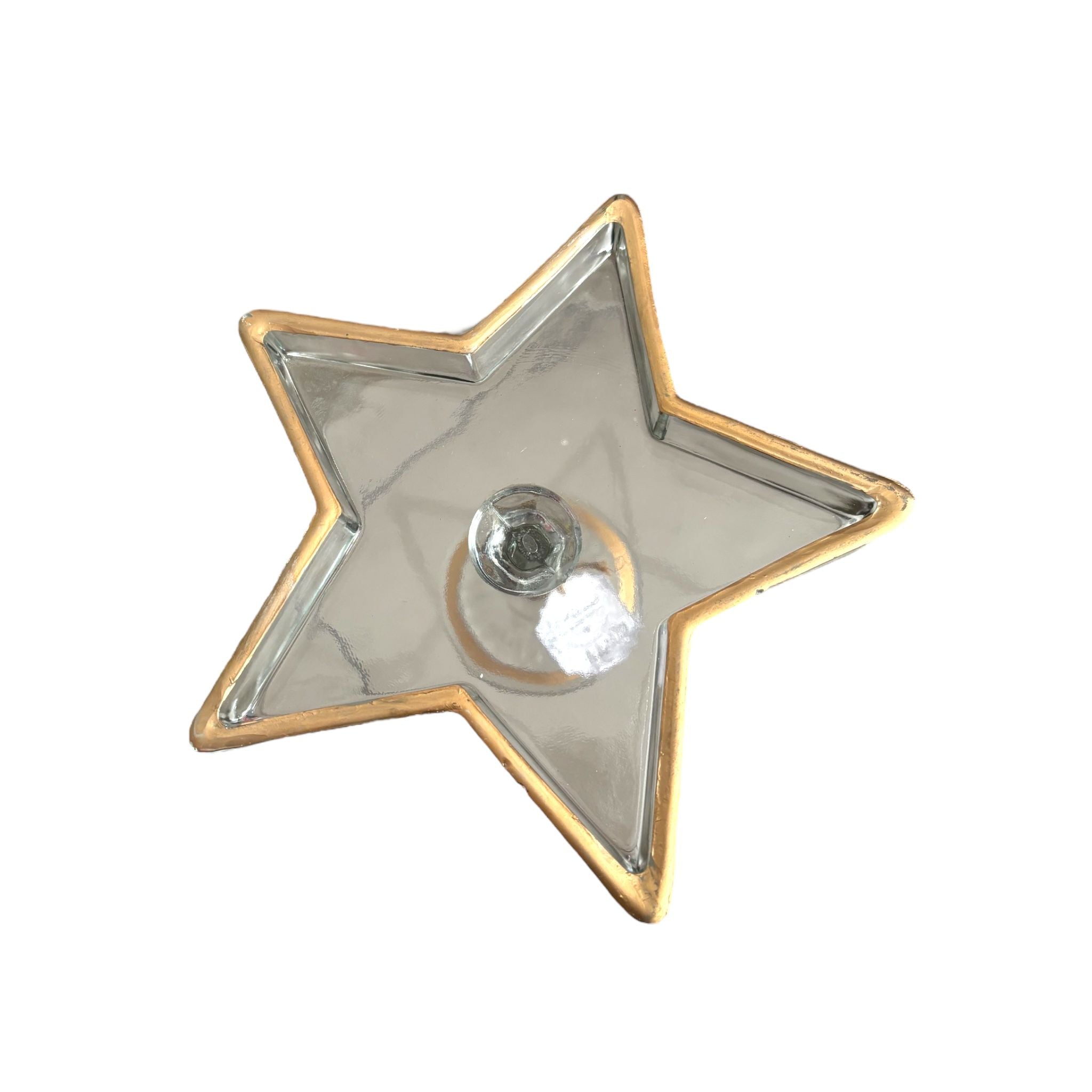 Centrotavola Stella in Vetro Trasparente con Rifiniture Oro 11 h cm - Blanc Mariclò
