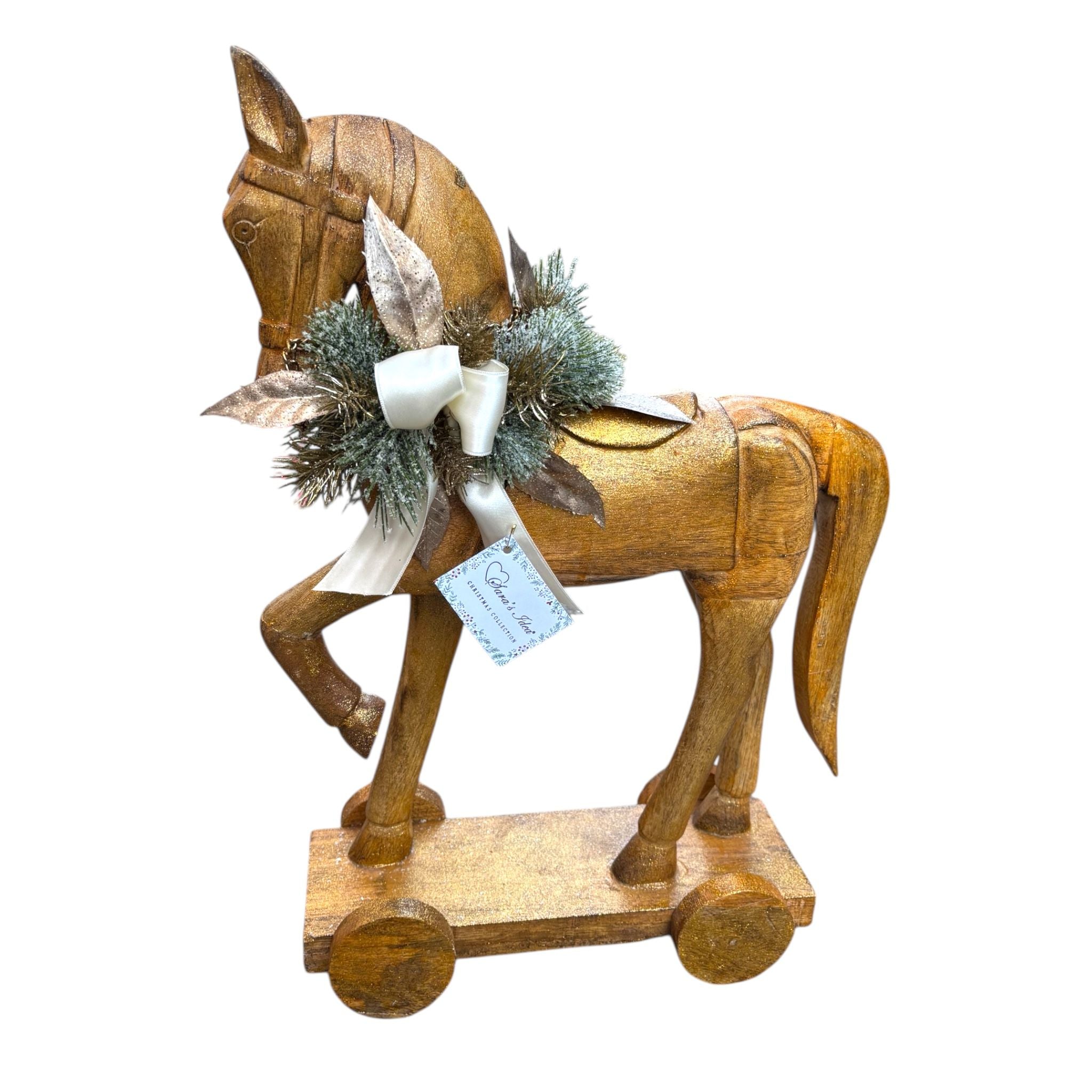 Cavalluccio in Legno con Applicazioni in Velluto 54 cm - Sara's Idea